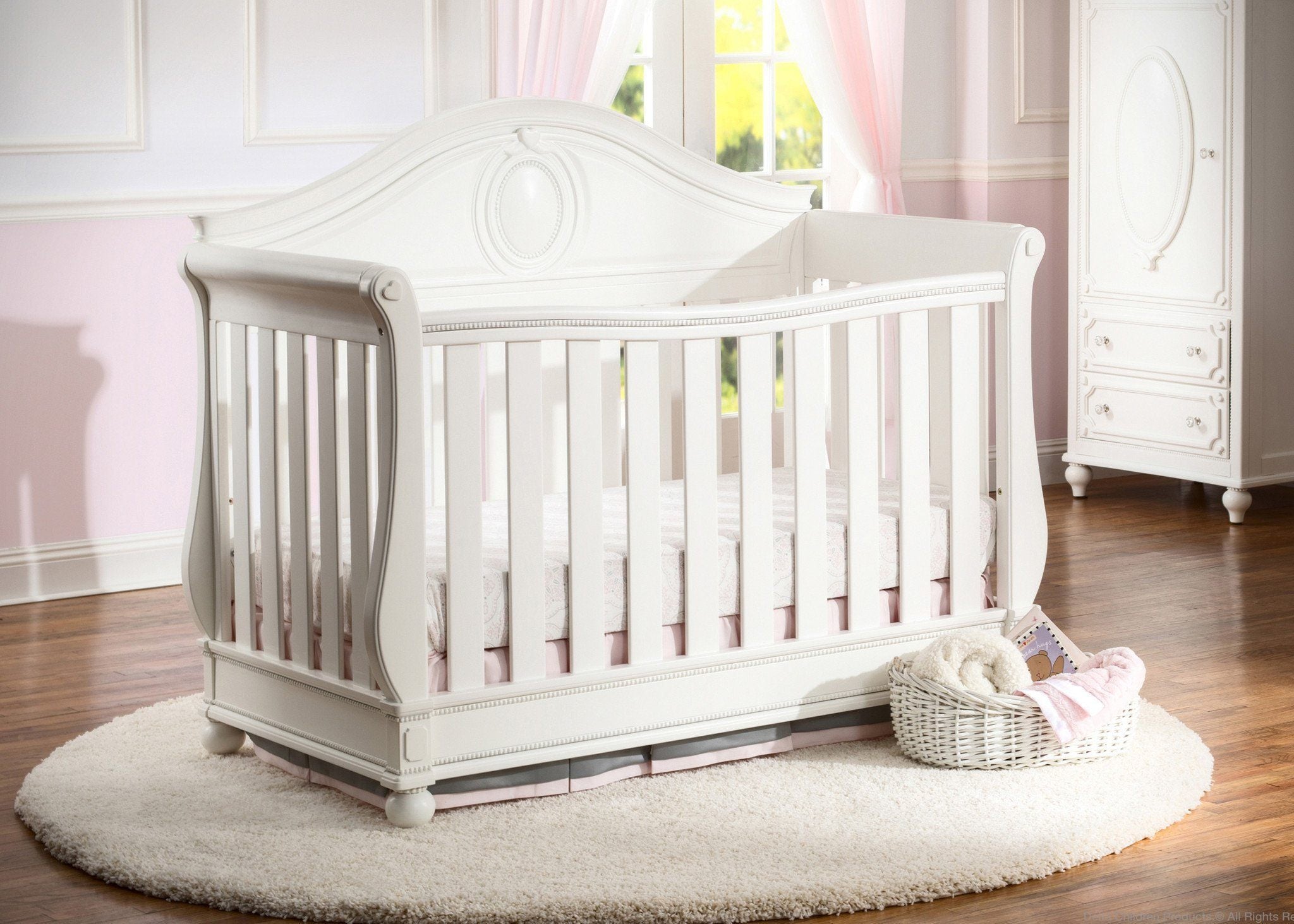Disney Princess Magical Dreams 4-in-1 Convertible Crib for Baby Girls - Nursery Bedroom Furniture for Toddlers & Newborns | Perfect for Disney-Themed Bedrooms & Baby Showers
