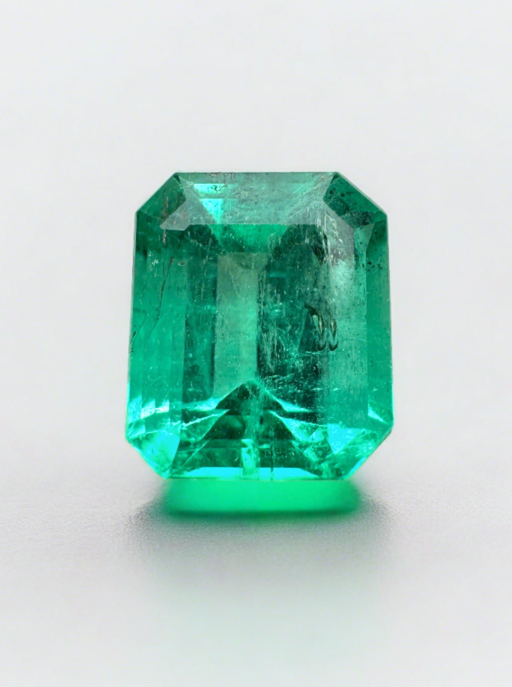 1.69 Carat Natural Colombian Emerald Loose Gemstone - Bright Bluish Green Emerald Cut for Jewelry Making, Engagement Rings & Fine Collections