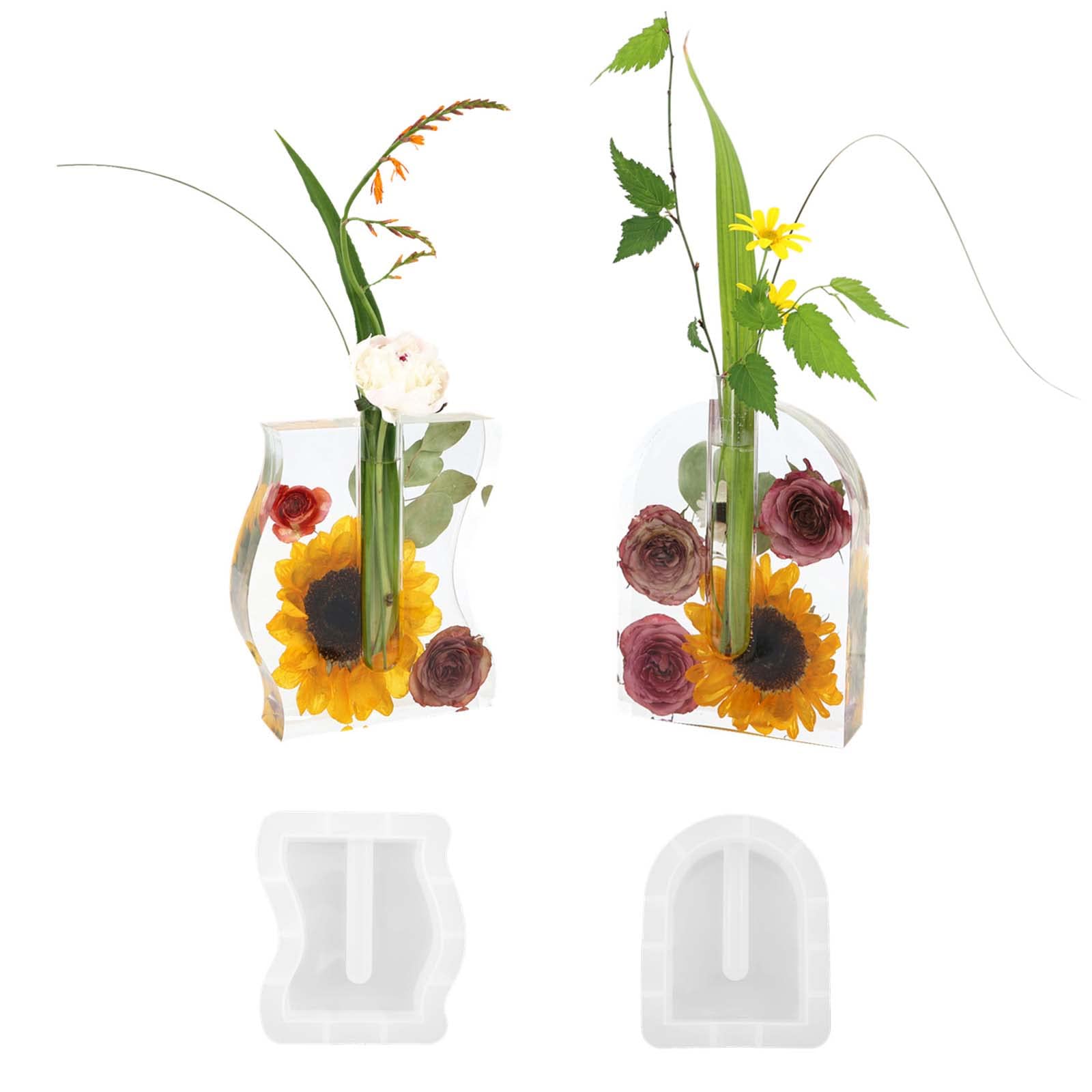 Epoxy Resin Silicone Mold for Plant Propagation Station - Oval Wave Shaped Flower Pot with Test Tube Vase - DIY Resin Casting Molds for Home Decor & Gardening Projects