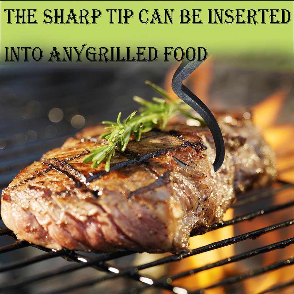 **Heavy Duty Stainless Steel BBQ Meat Turner Hook - Professional Grill Flipper for Grilling, Smoking & Griddle Cooking - Perfect for Steak, Burgers, Vegetables & Outdoor Barbecue**