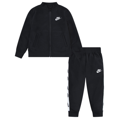 Nike Kids Logo Taping Black Full Zip Tracksuit Set - Comfortable & Stylish Outfit for Boys & Girls - Perfect for Sports, School & Casual Wear