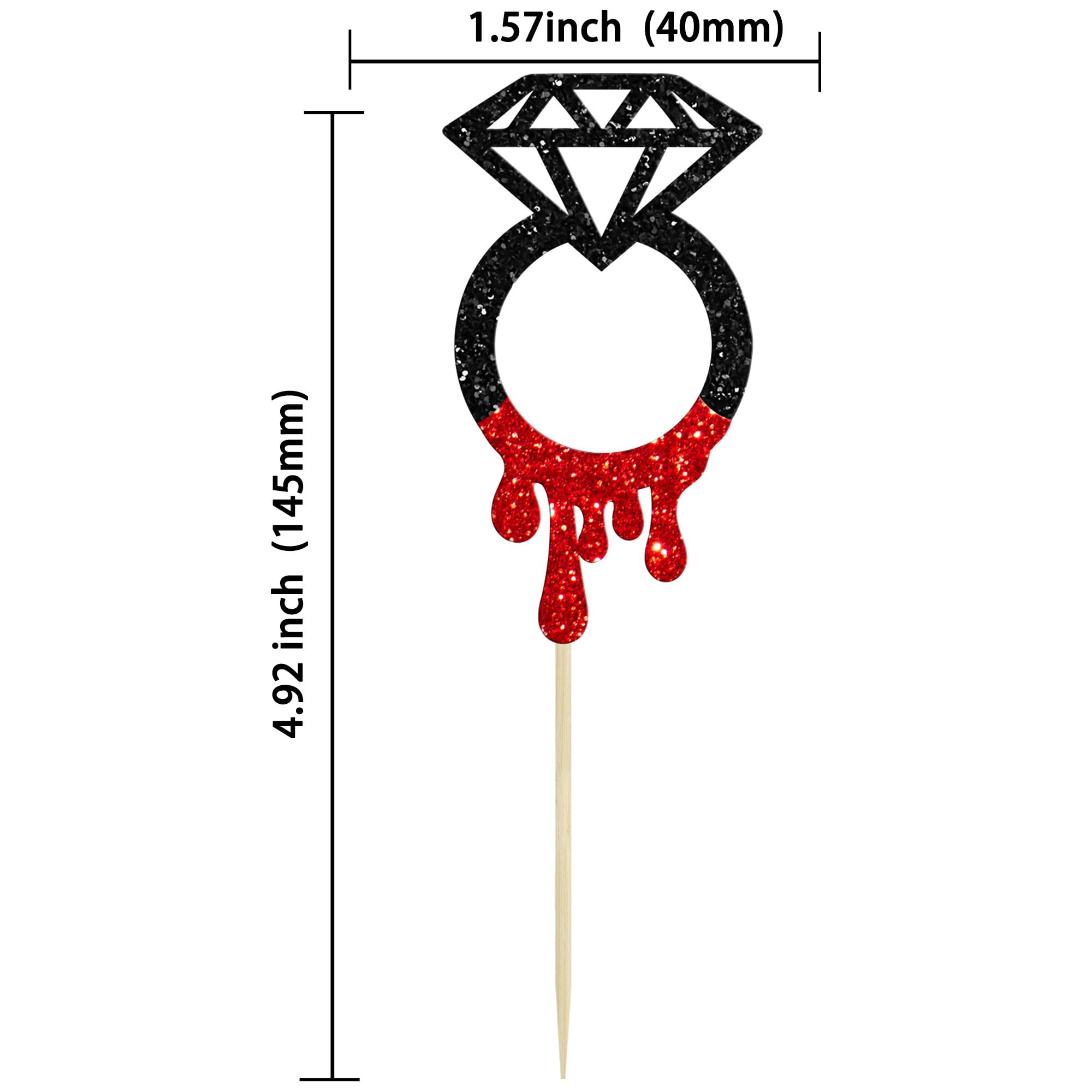 24Pcs Scary Halloween Cupcake Toppers - Horror Blood Diamond Ring Decorations for Gothic Bachelorette Party, Spooky Bridal Shower & Wedding - Perfect for Halloween, Birthday & Themed Events
