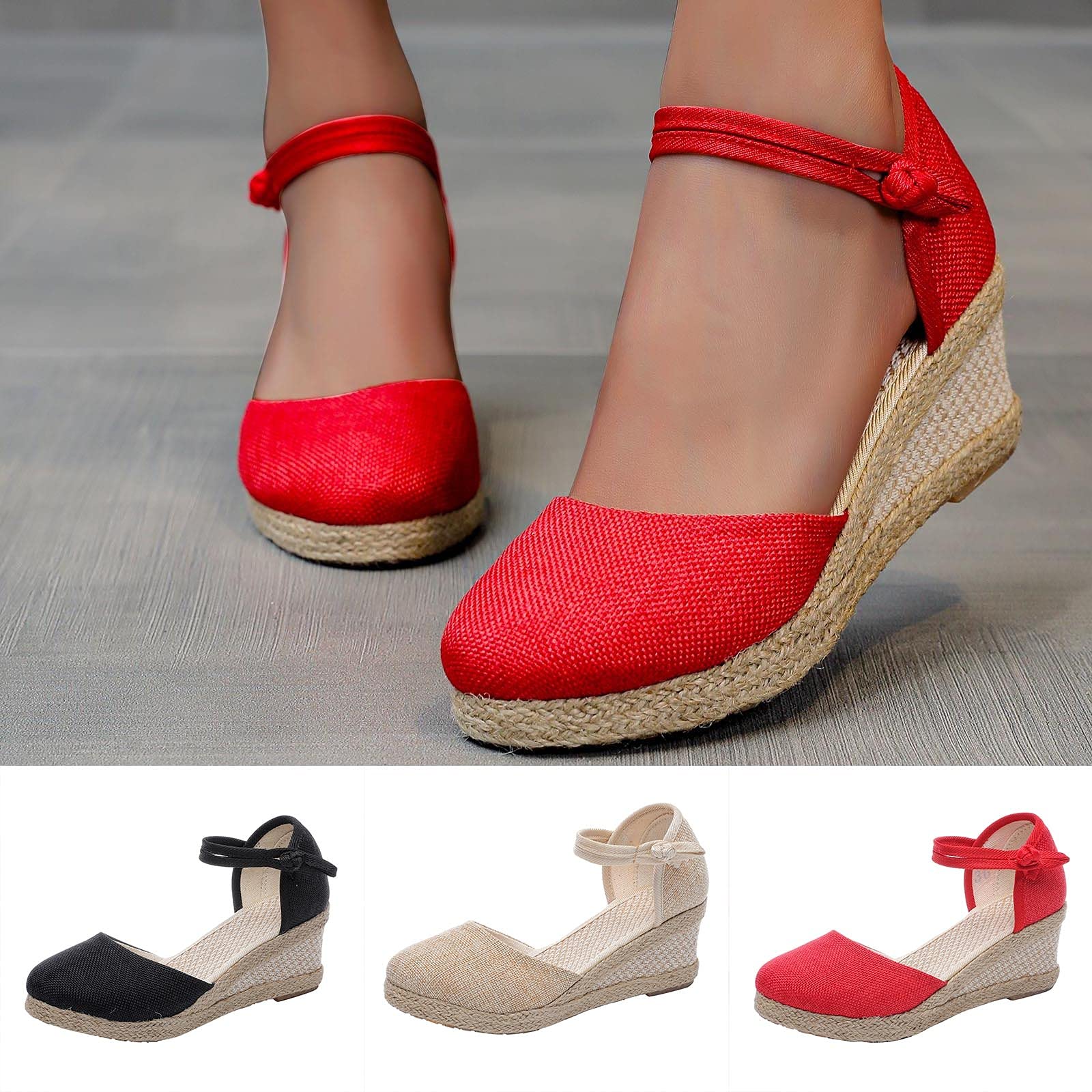 Women's Wedge Sandals with Ankle Strap - Closed Toe Platform Espadrilles for Summer | Comfortable Outdoor Walking Shoes for Beach, Vacation & Casual Wear