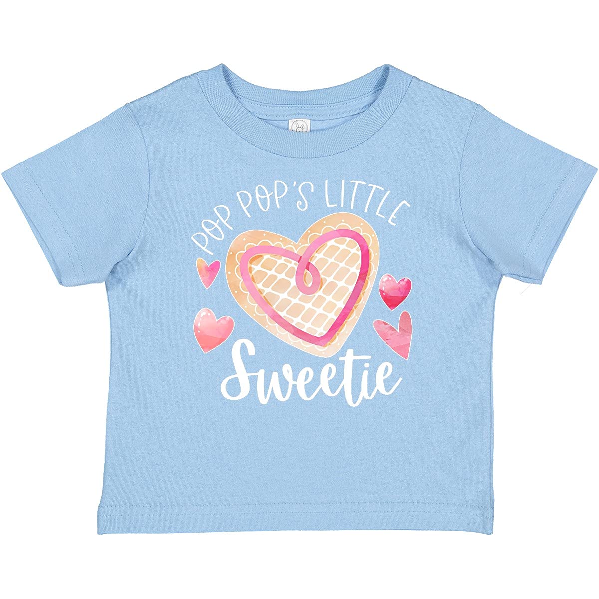 Inktastic Pop Pop's Little Sweetie Pink Heart Cookie Baby T-Shirt - Cute Outfit for Grandparents Day, Family Photos & Special Occasions