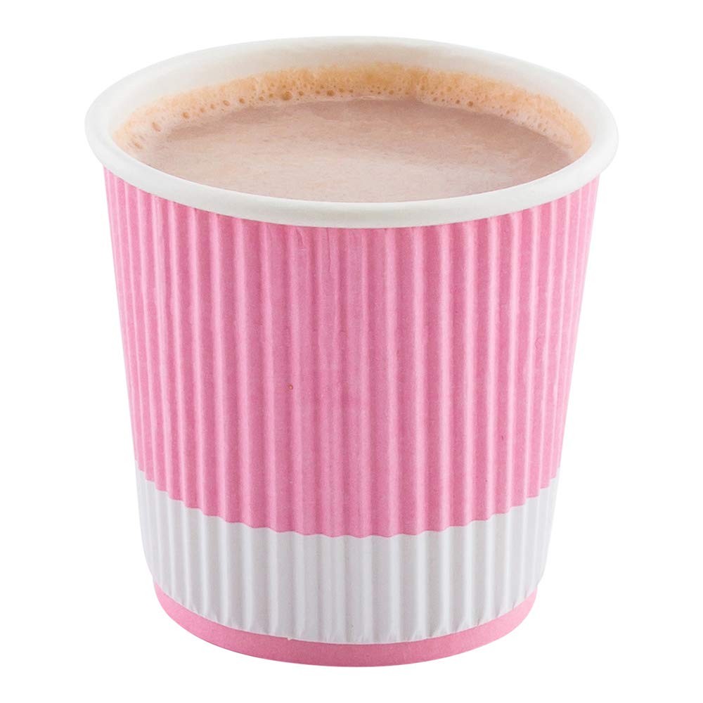 4oz Disposable Paper Coffee Cups - 25 Pack Leakproof Ripple Wall Hot Cups, Recyclable & Insulated Light Pink - Perfect for Coffee Shops, Offices & Catering (Lids Sold Separately)