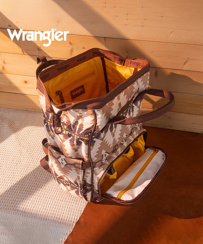 Wrangler Aztec Printed Diaper Bag - Stylish & Spacious Baby Essentials Organizer for Travel, Outings & Everyday Use