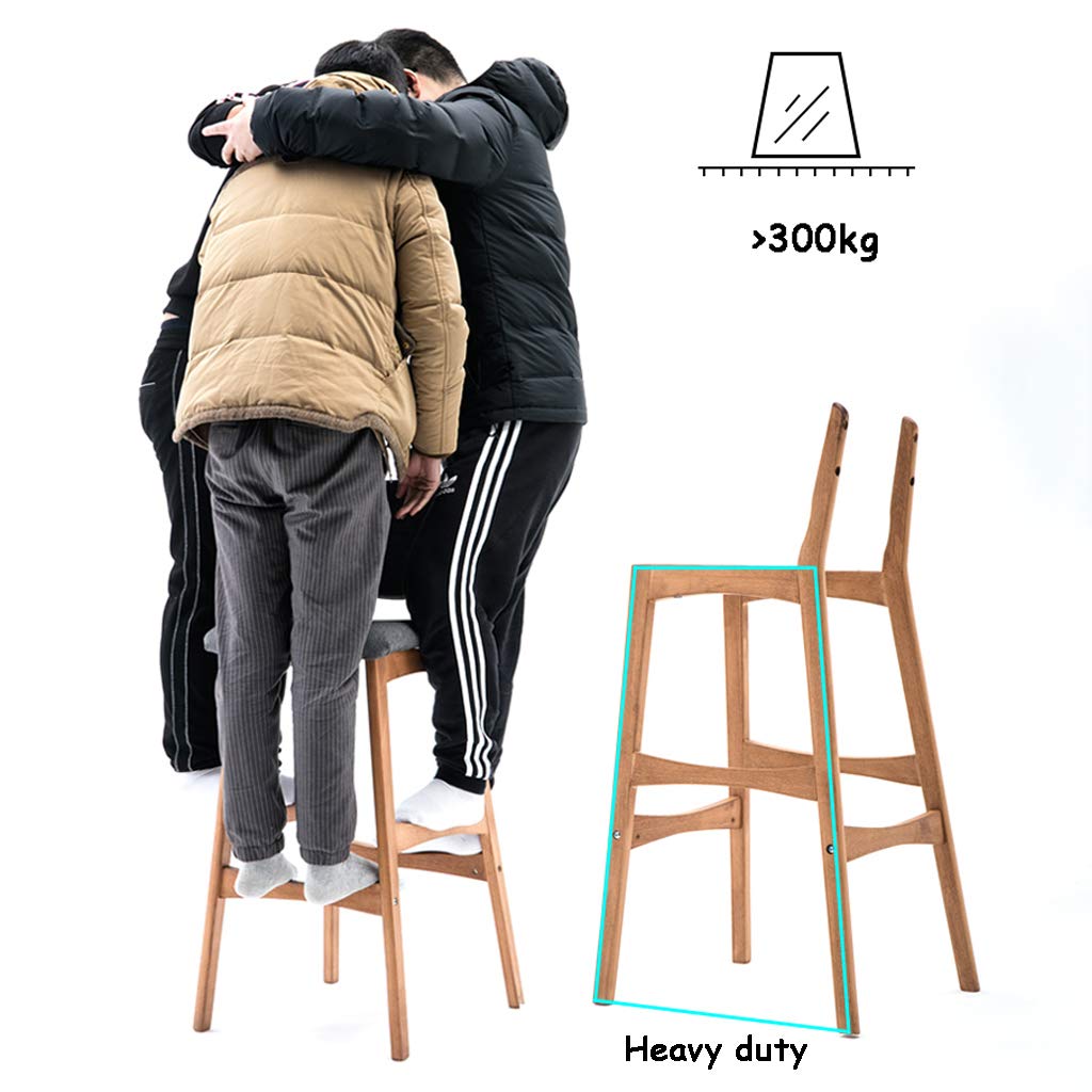 Vintage Wooden Bar Stool with PU Cushion Seat & Footrest - Rustic Kitchen, Pub, or Café Stool - 200kg Weight Capacity - Perfect for Home Kitchen Islands, Breakfast Bars, and Restaurant Dining Areas