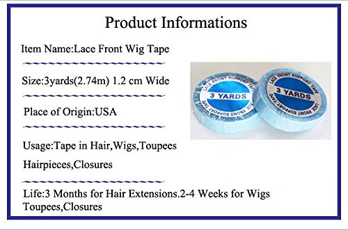 3 Yards Waterproof Wig Support Tape - 12mm Wide Super Strong Double Sided Adhesive for Lace Front Wigs, Human Hair Extensions, Toupees & Beards | Secure All-Day Hold for Performances, Cosplay & Daily Wear