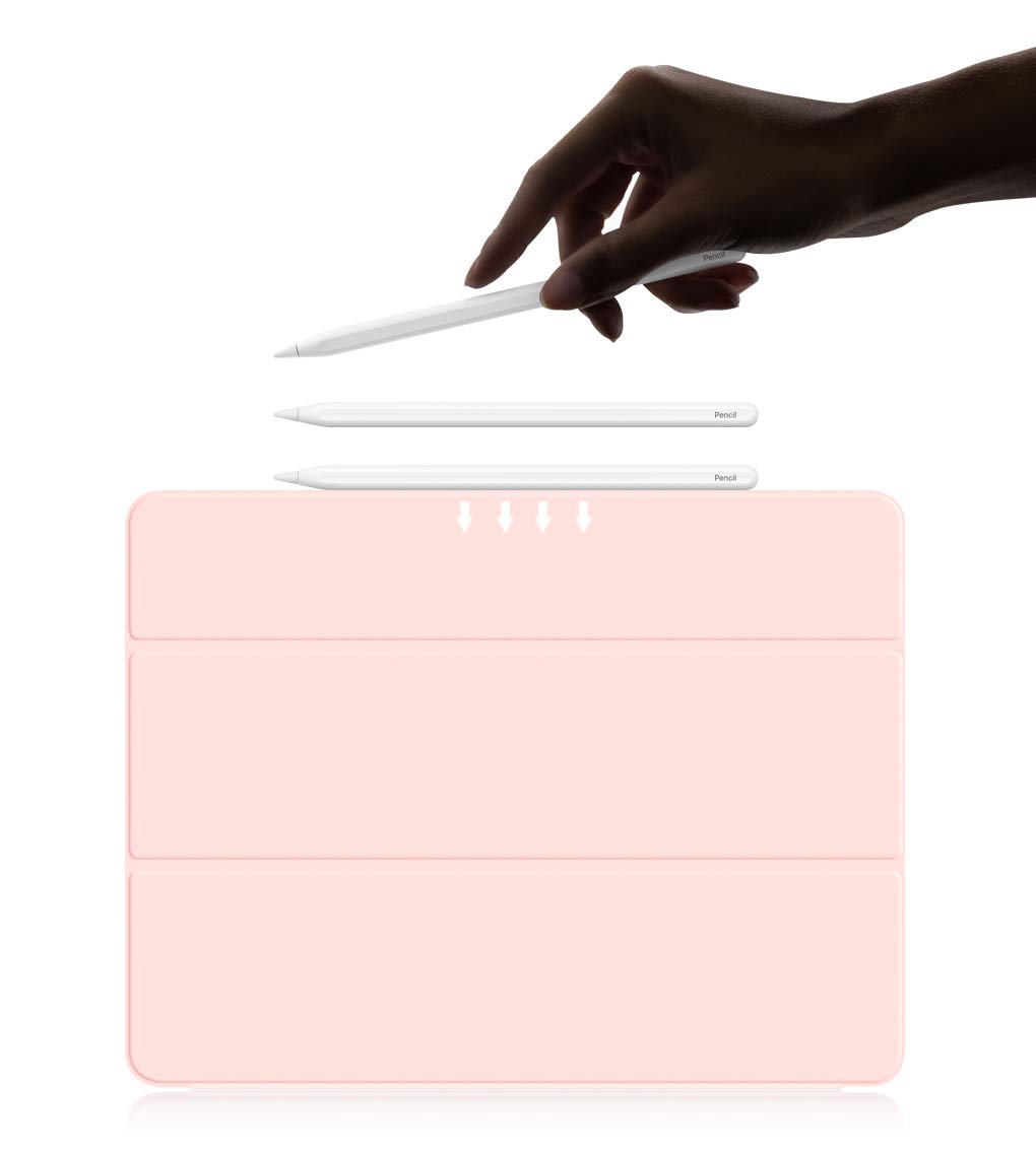 Aoub Magnetic Trifold Stand Smart Cover for iPad Air 11 Inch (M3/M2 2025/2024) & iPad Air 5th/4th Gen 10.9 Inch (2022/2020) - Slim Protective Case with Pencil Charging Support in Baby Pink | Perfect for Work, Study & Travel