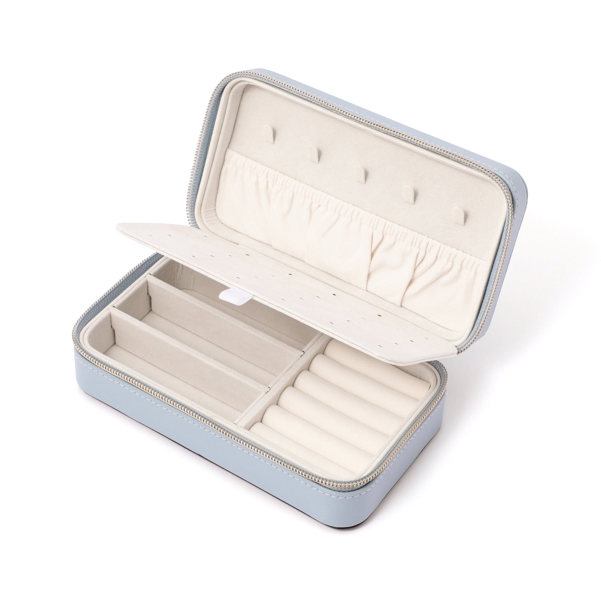 Elegant Embroidery Flower Jewelry Box - Medium Blue | Perfect for Travel, Gifts & Organizing Necklaces, Rings & Earrings