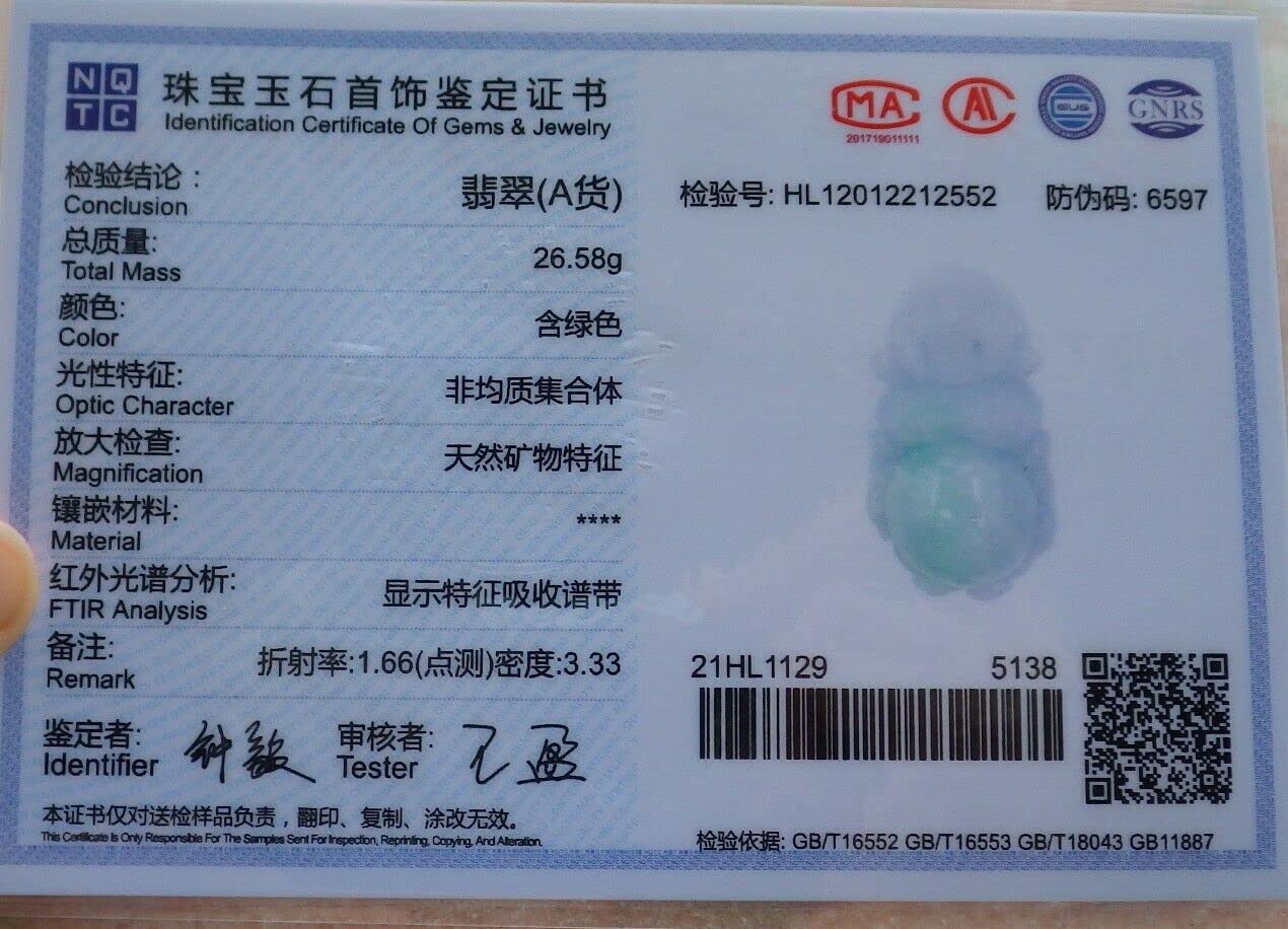 Certified Green Burma 100% Natural Jadeite Pendant Necklace - Happy Buddha God Charm for Good Luck & Protection | Spiritual Jewelry Gift for Meditation, Yoga & Positive Energy