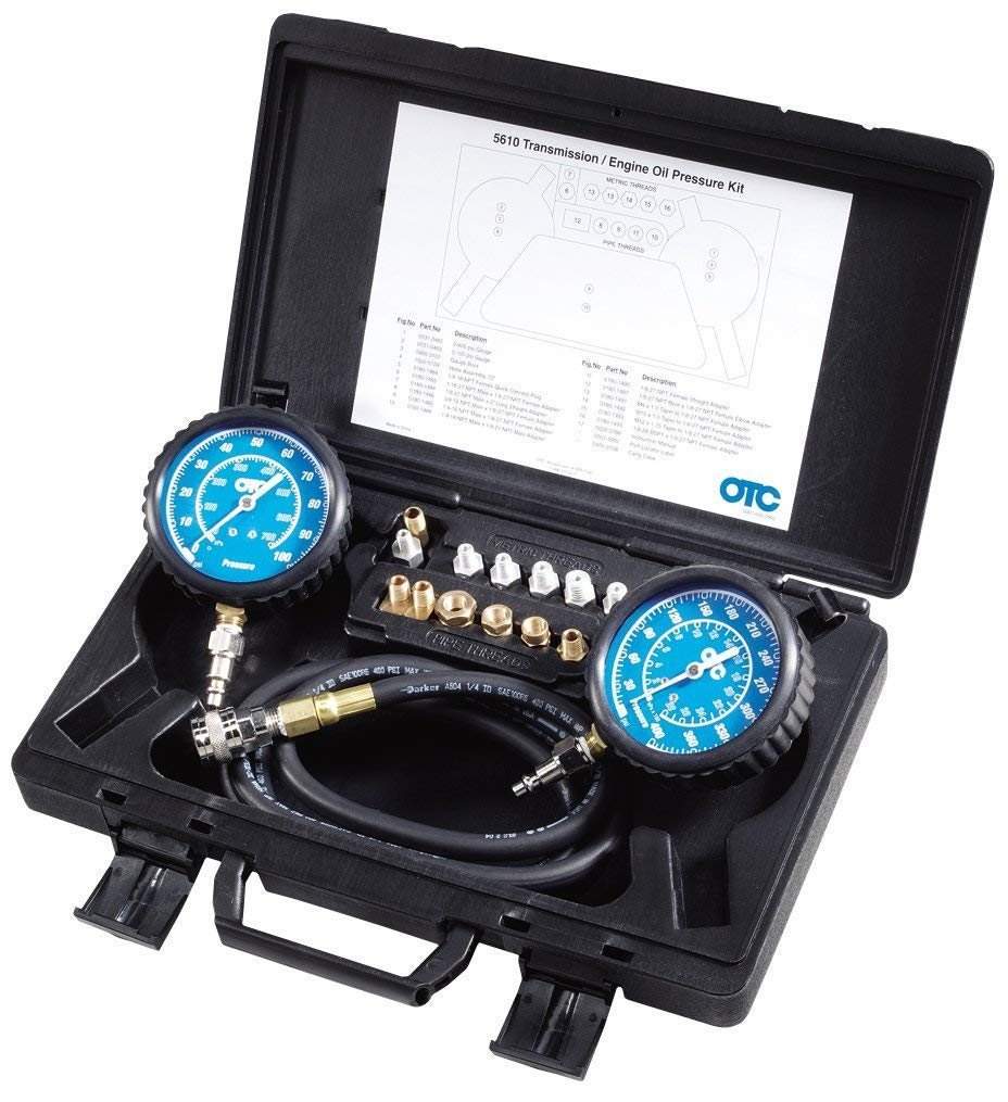 OTC Tools 5610 Transmission Engine Oil Pressure Tester Kit - Professional Diagnostic Tool for Automotive Repair Shops & DIY Mechanics (Check Oil Pump, Gauge Pressure)