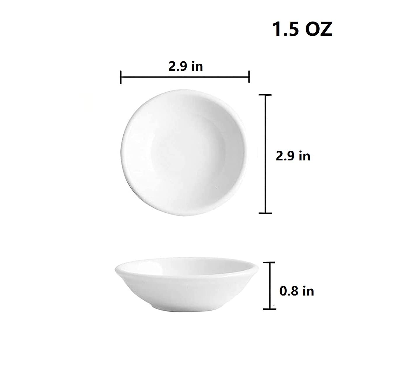 Unbreakable Melamine Soy Sauce Dishes Set - 12 Pack 1.5oz Mini Sushi Dipping Bowls, Seasoning Dishes & Appetizer Plates in Watercolor Palette White - Perfect for Sushi Restaurants, Home Kitchens & Asian Dining