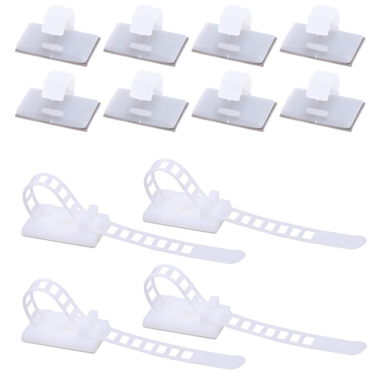 DOITOOL 50pcs Black Zip Ties Label Holders - Self-Adhesive Cable Management Organizer for Wires, Cords & Phones - Adjustable Wire Retainer Clips for Home, Office & Workshop Organization