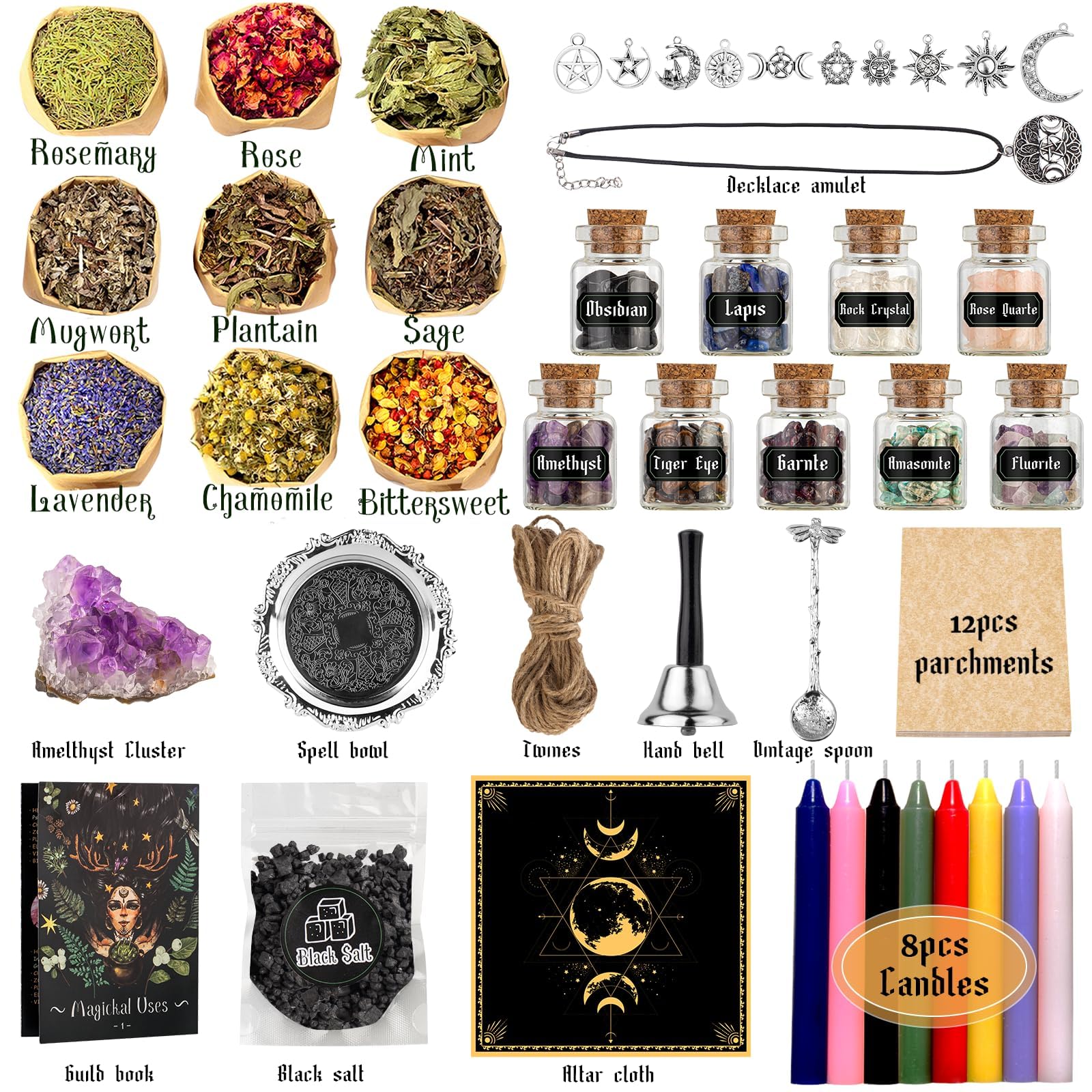 LAVEVE Witchcraft Supplies Kit for Spells - Complete Wiccan Tools Set with Witch Box, Beginner Pagan Ritual Kit for Wicca, Magic & Spell Casting | Perfect for Home Altars, Moon Ceremonies & Spiritual Practices