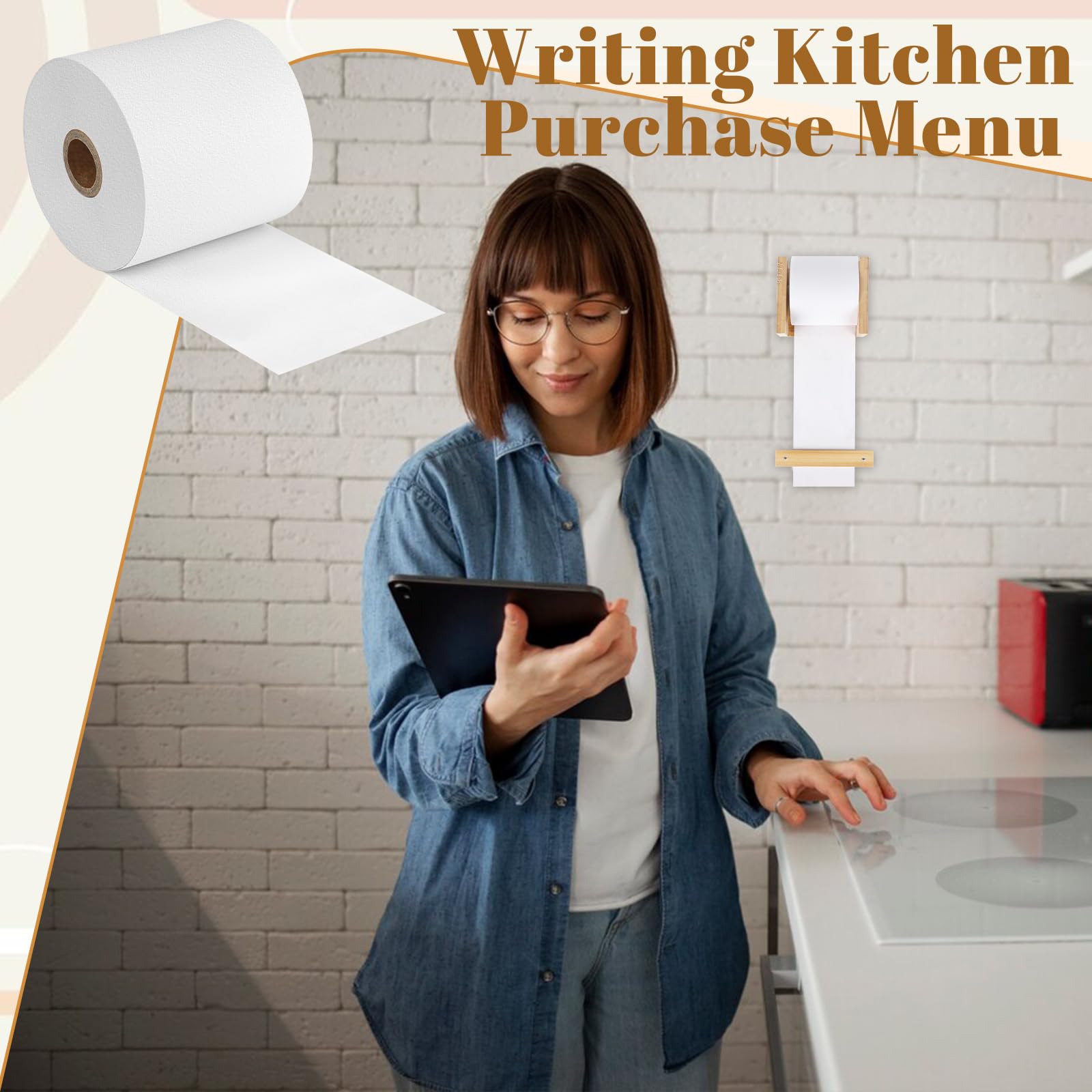 3 Inch Wall Mounted Note Paper Dispenser - Kraft Paper Roll Holder with Built-in Cutter for Grocery Lists, Sticky Notes & Office Organization (Note Paper Only) - Perfect for Kitchen, Office & Home Organization