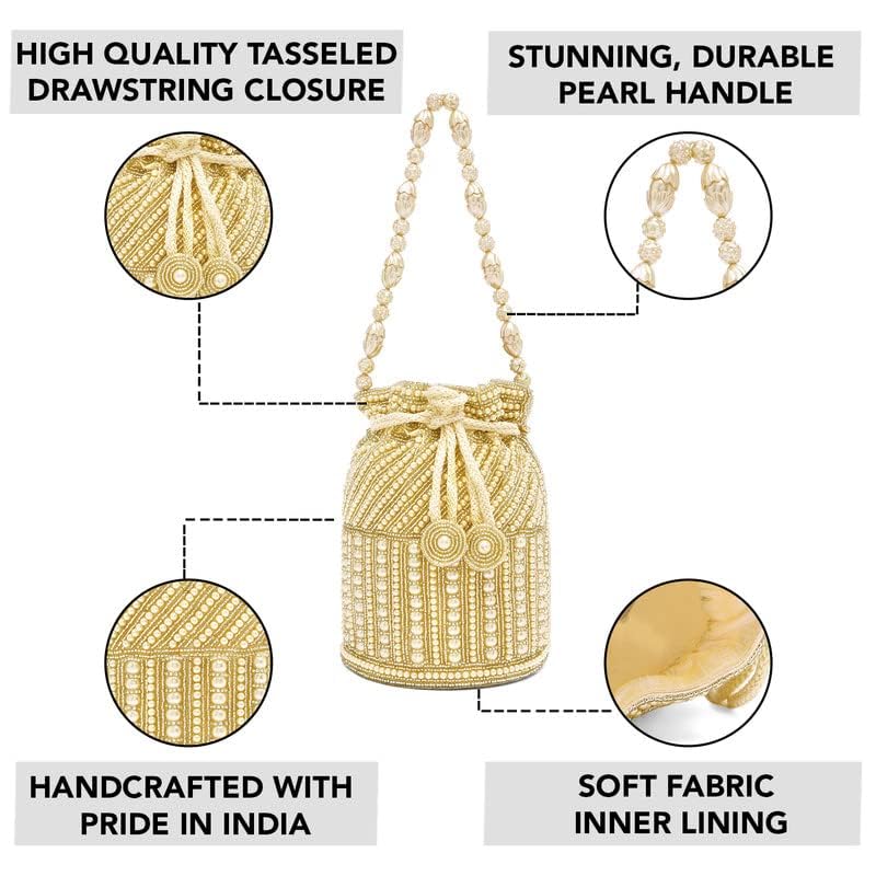 **Aheli Elegant Ethnic Potli Bags for Women - Handmade Evening Clutch Purse with Drawstring - Perfect for Weddings, Parties & Festive Occasions**