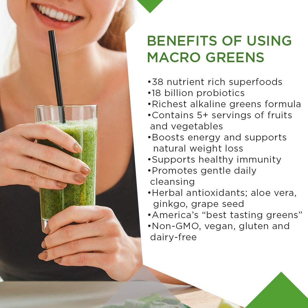 MacroLife Naturals Macro Greens Powder - 38 Superfoods with Probiotics, Antioxidants & Enzymes for Immunity, Energy & Detox - Vegan, Non-GMO, Gluten-Free, Dairy-Free - 30oz (90 Servings) - Perfect for Daily Wellness, Post-Workout Recovery & Immune Support