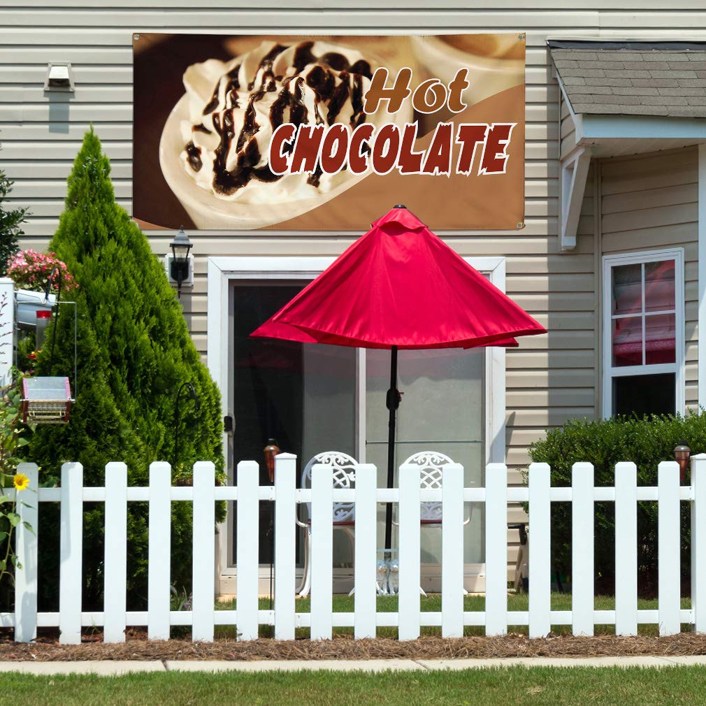 Custom Vinyl Banner 48x96 Inches - Weatherproof Outdoor Advertising Sign for Hot Chocolate, Restaurants & Food - Durable Industrial Yard Sign with 8 Grommets (Multiple Sizes Available) - Perfect for Outdoor Events, Business Promotions & Seasonal Marketing