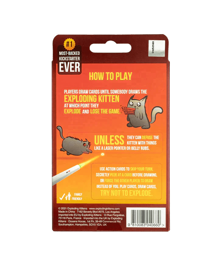 Exploding Kittens 2 Player Card Game - Fun & Strategic Party Game for Couples, Friends & Family - Perfect for Game Nights, Travel & Gifts