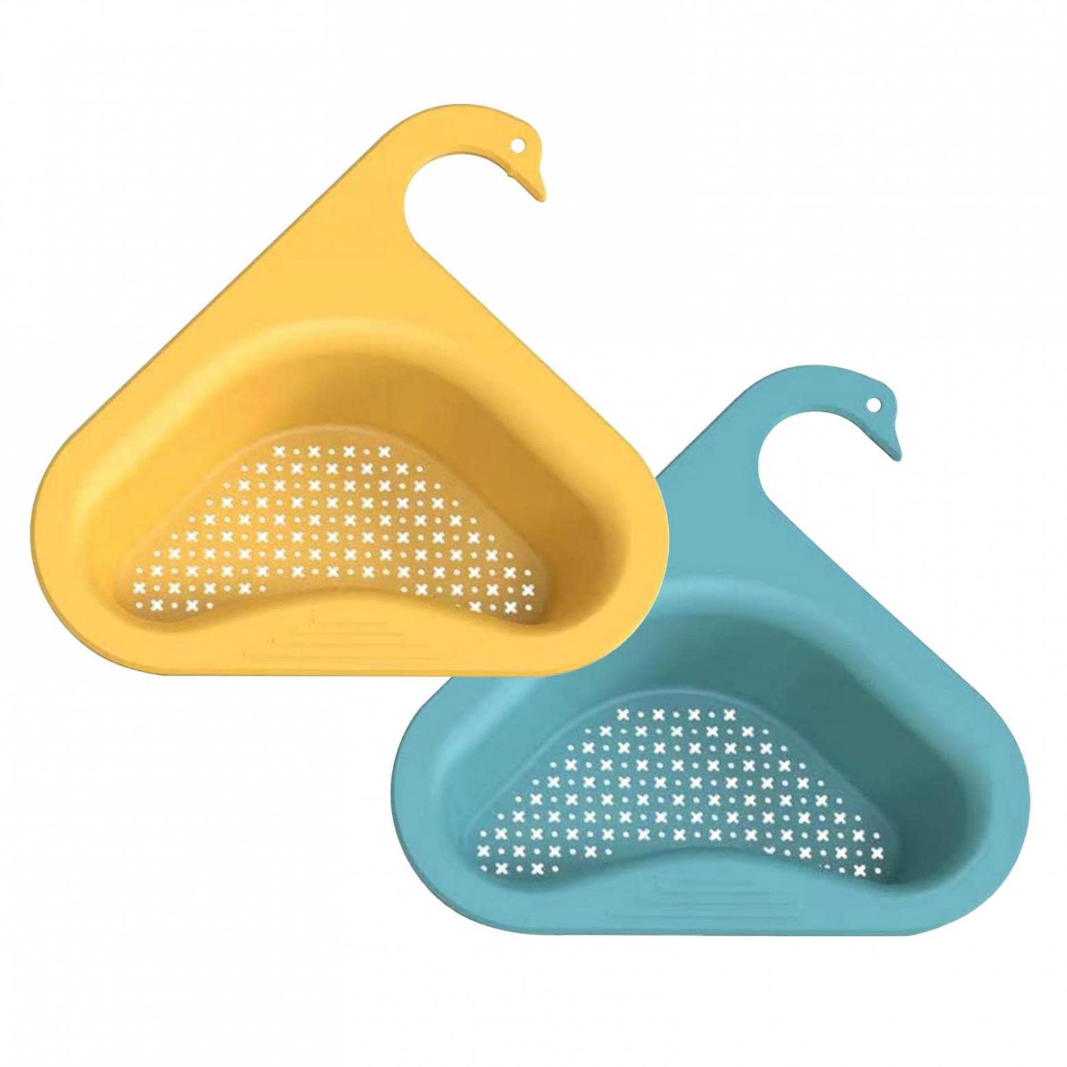 2Pcs Swan Shape Sink Basket - Stainless Steel Kitchen Sink Drain Strainer for Corner Sink, Triangular Food Catcher Filter with Easy Disassembly | Perfect for Washing Vegetables, Fruits and Preventing Drain Clogs
