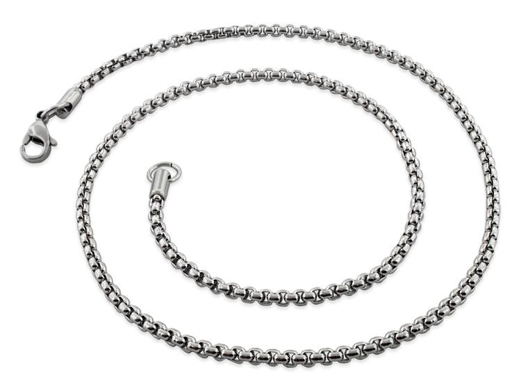 3MM Stainless Steel Round Box Chain Necklace for Women & Men - Durable Everyday Jewelry for Casual & Formal Outfits
