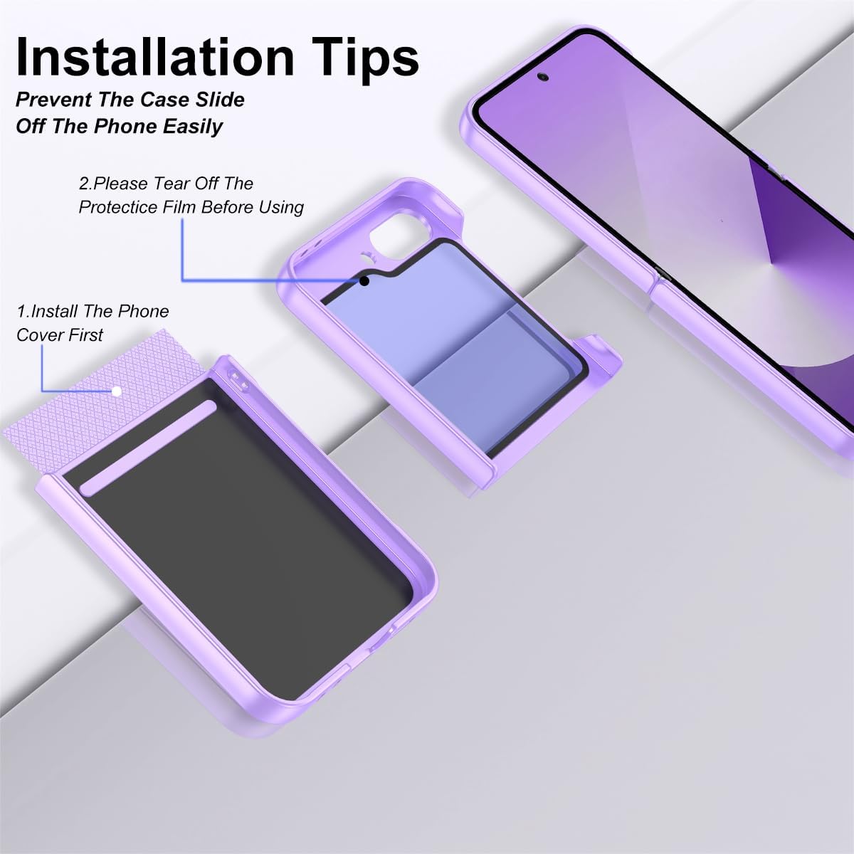 Samsung Galaxy Z Flip 6 Case with Built-in Kickstand & Front Screen Protector - Protective Cover for Everyday Use, Travel & Hands-Free Viewing