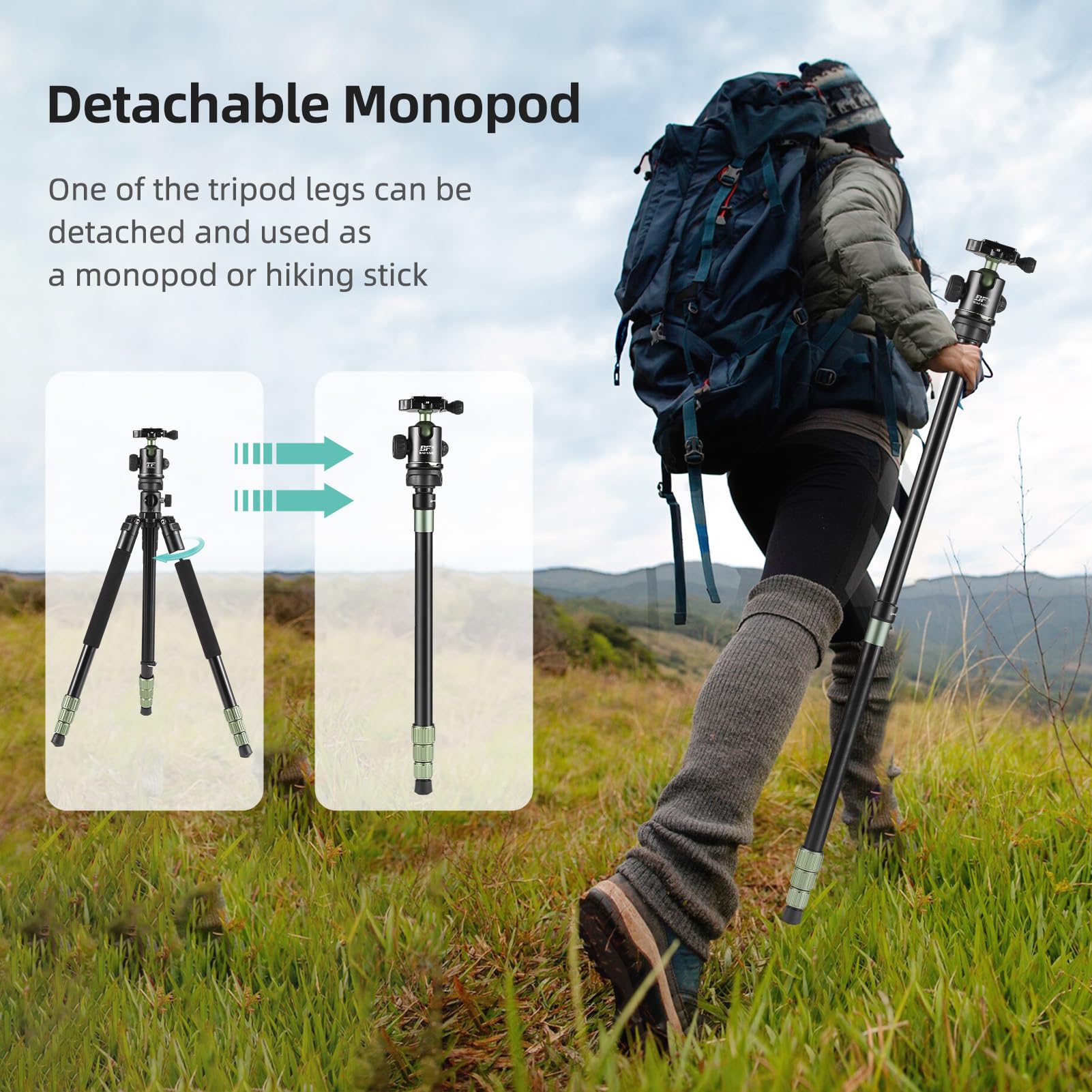 HUIOP 68-Inch Professional Aluminum Alloy Camera Tripod Stand with Panoramic Ballhead - Heavy Duty 10kg/22lbs Load Capacity for DSLR Cameras & Video Camcorders - Includes Carrying Bag for Travel, Photography & Videography