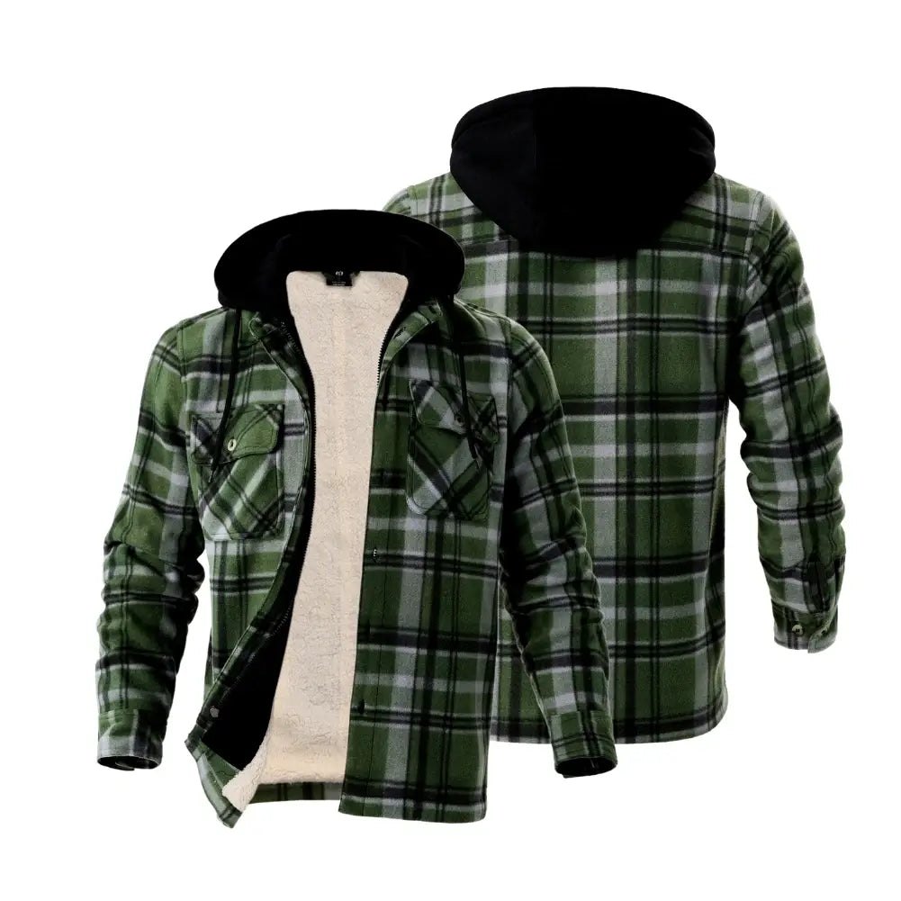 Men's Warm Plaid Berber Fleece Lined Jacket - Winter Outdoor Casual Coat for Hiking, Camping & Daily Wear