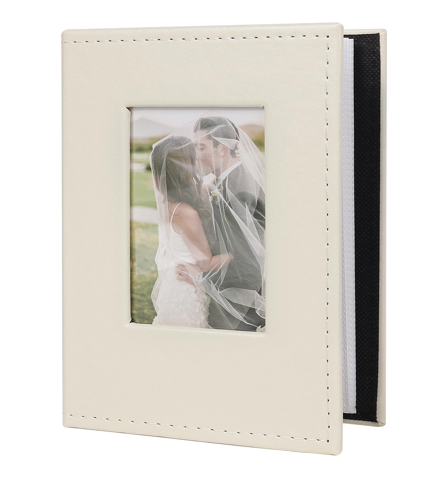 RECUTMS 4x6 Photo Album - Holds 52 Photos, Premium Leather Cover, Compact & Portable for Easy Organization | Perfect for Weddings, Family, Baby & Vacation Memories (Beige)