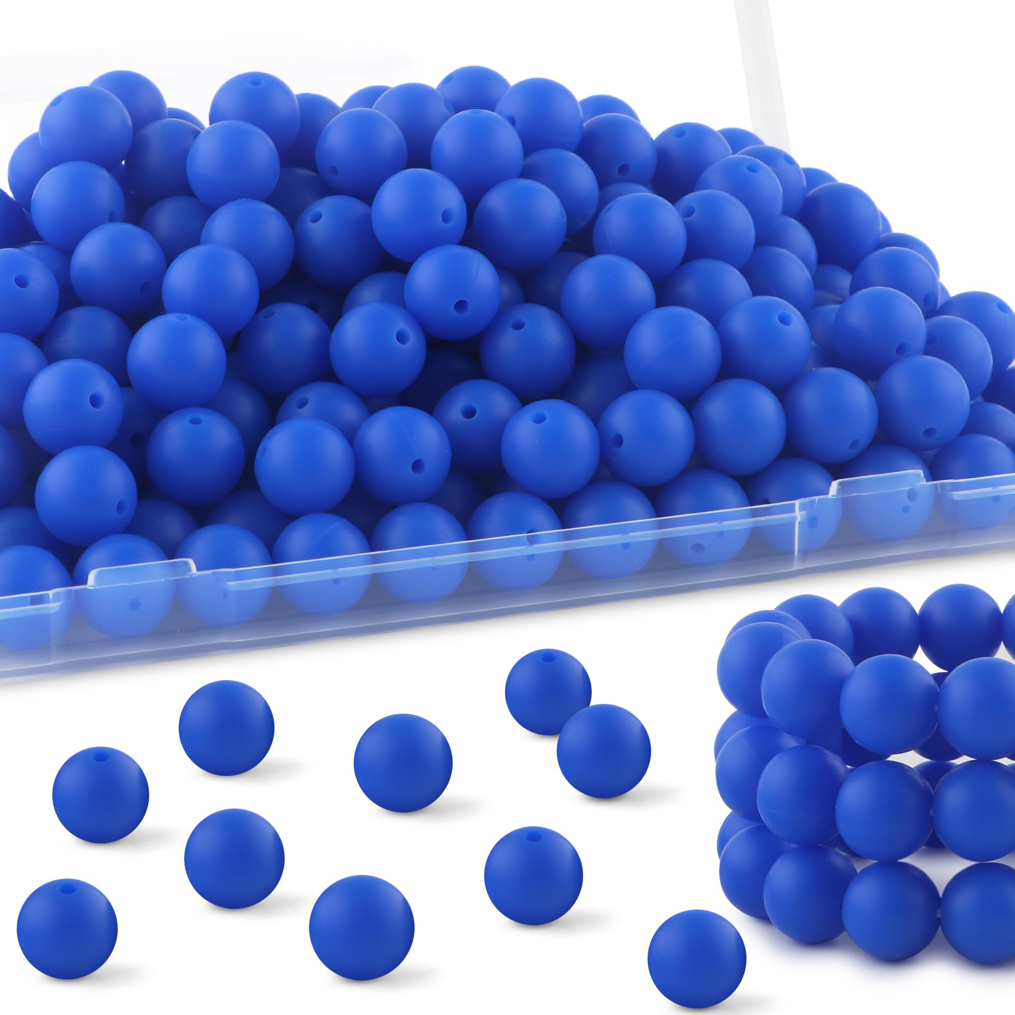 150Pcs 15mm Silicone Beads for DIY Keychain, Bracelet & Necklace Making - Bulk Round Silicone Beads for Pens, Jewelry & Craft Projects (Royal Blue) - Perfect for DIY Gifts, Party Favors & Scrapbooking