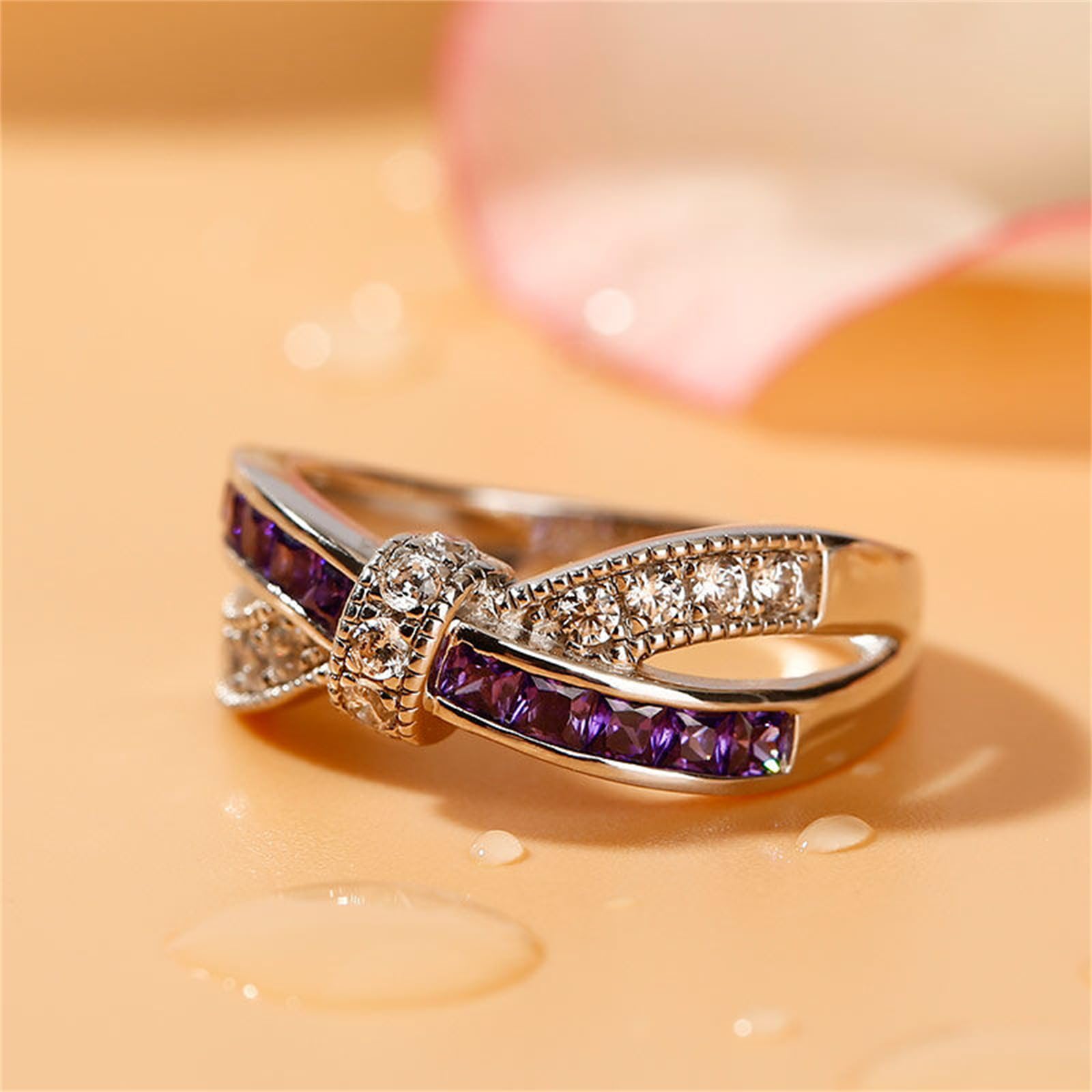 Jeulia Sterling Silver Crossover Women's Band Ring - Elegant Promise & Engagement Ring for Her with Gift Jewelry Box - Perfect for Anniversaries, Weddings & Romantic Gifts