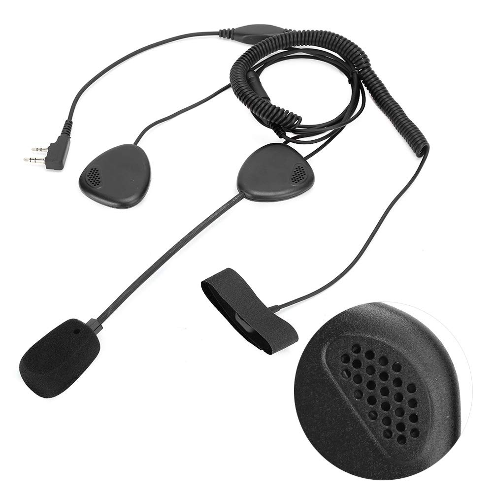 Universal KPlug Motorcycle Helmet Headset Intercom - Large PTT Button for Walkie Talkie & Two-Way Radio Communication - Black (Ideal for Group Riding, Road Trips & Motorcycle Touring)