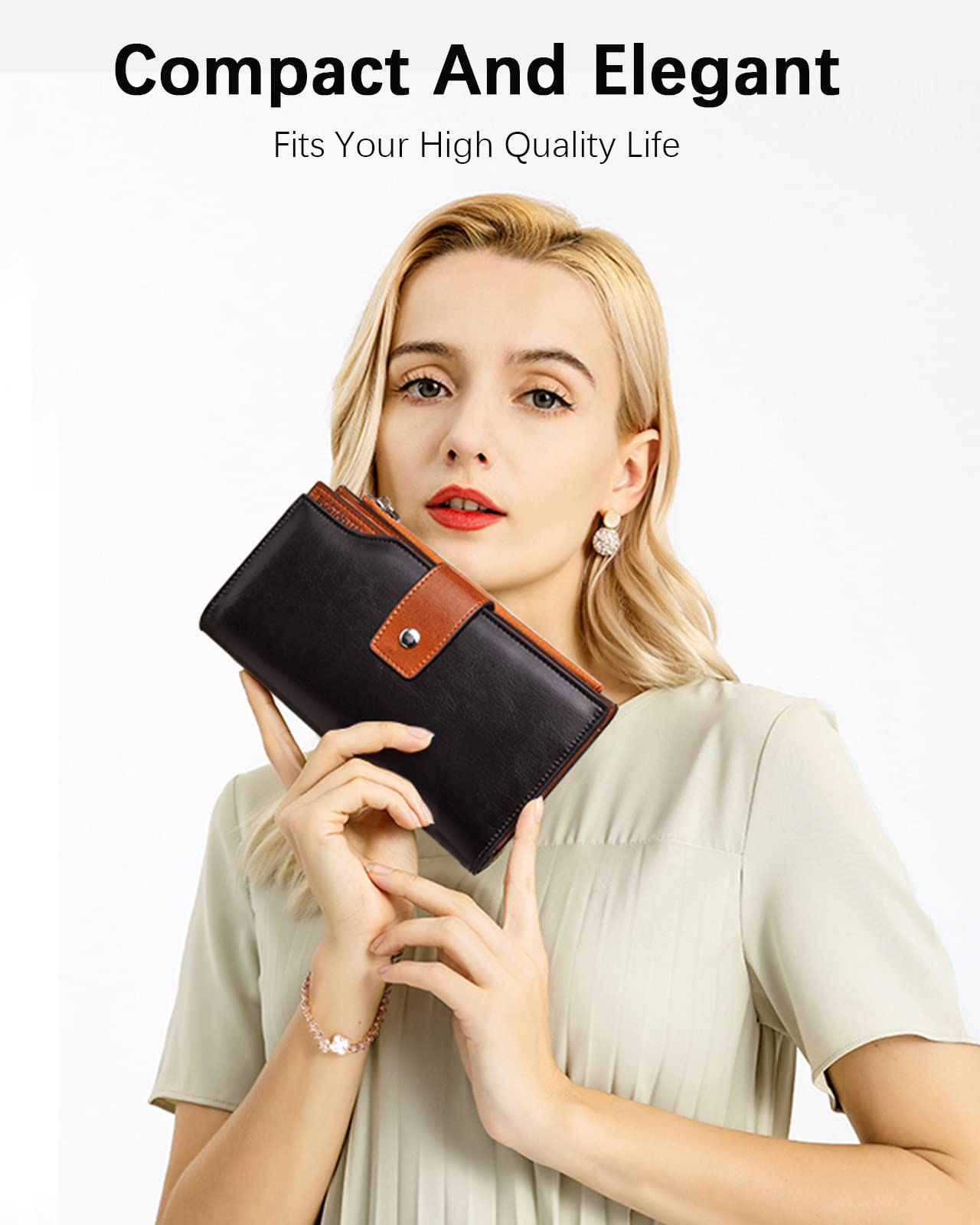 BOSTANTEN Women's Leather Wallet with RFID Blocking - Large Capacity Trifold Card Holder & Phone Clutch for Ladies | Perfect for Travel, Work, and Everyday Use