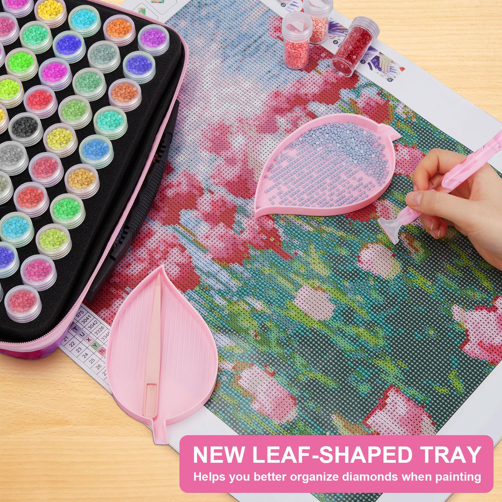 Diamond Painting Storage Box with 60 Slots - Portable Art Tool Organizer for DIY Diamond Painting, Jewelry Beads & Craft Accessories | Perfect for Home Decor, Travel & Gift Giving (Pink)