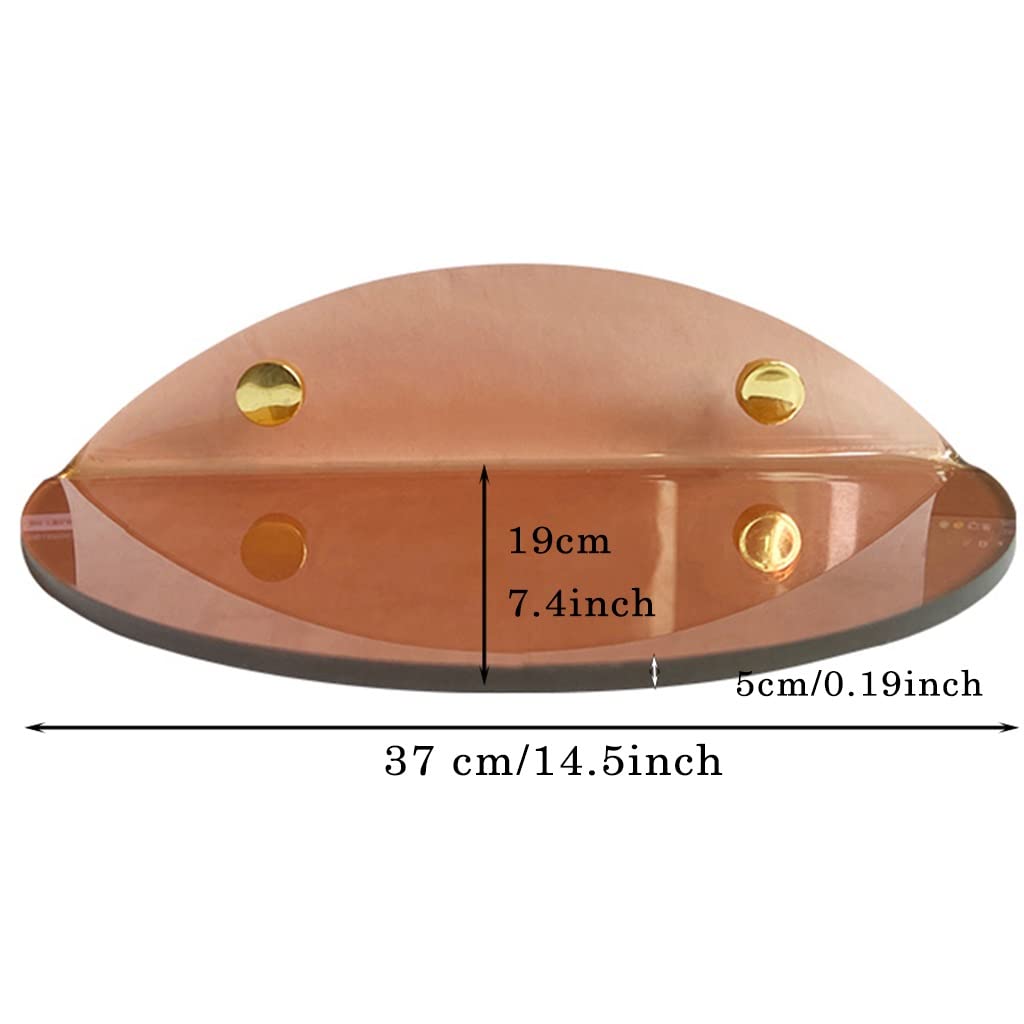 Acrylic Floating Shelves Wall Mounted Set of 2 - Modern Semi-Circle Wall Shelves for Bedroom, Bathroom & Living Room - Display Storage Shelves for Books, Plants, Vases & Home Decor (Brown, Large) - Perfect for Small Space Organization & Stylish Wall Decor