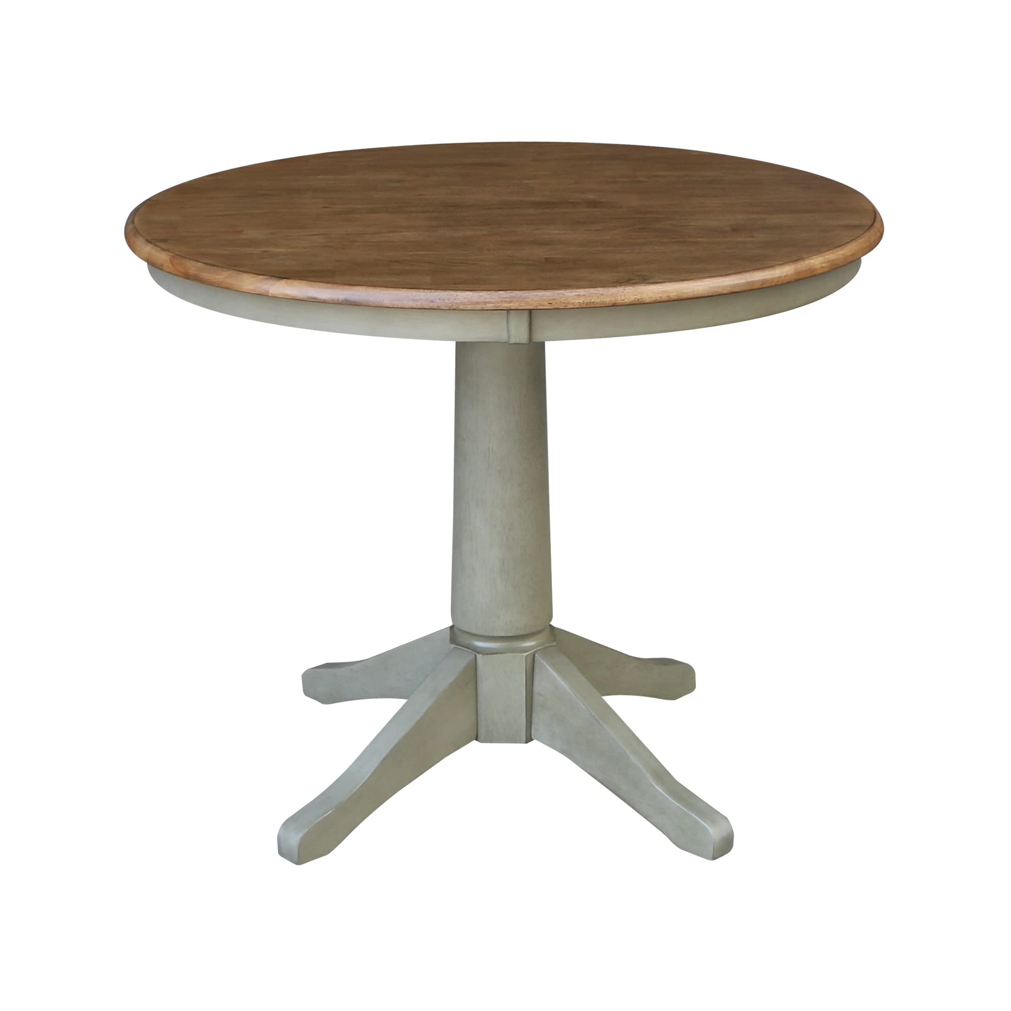 36-inch Round Pedestal Dining Table - Hickory & Stone Finish - Perfect for Kitchens, Dining Rooms & Outdoor Entertaining