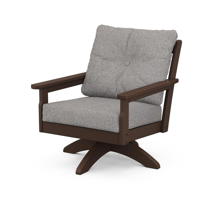 POLYWOOD Vineyard Deep Seating Swivel Chair - Outdoor Patio Furniture with 360° Rotation, All-Weather Resin Wicker, Comfortable Cushions - Perfect for Poolside, Deck, Garden or Backyard Relaxation