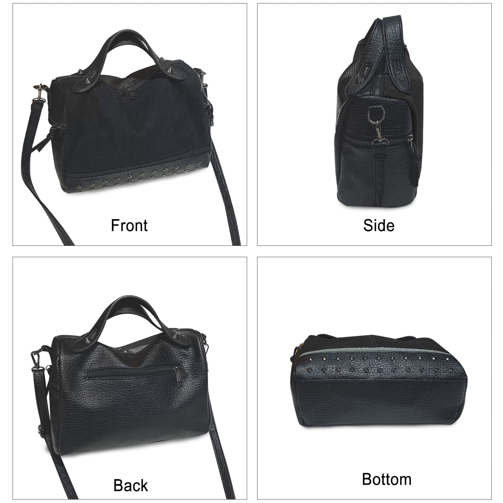FANDARE Women's Elegant Top-Handle Shoulder Bag - PU Leather Crossbody Purse for Business, Work & Travel - Waterproof Ladies Handbag (Black) | Perfect for Office Commute, Business Meetings & Daily Essentials