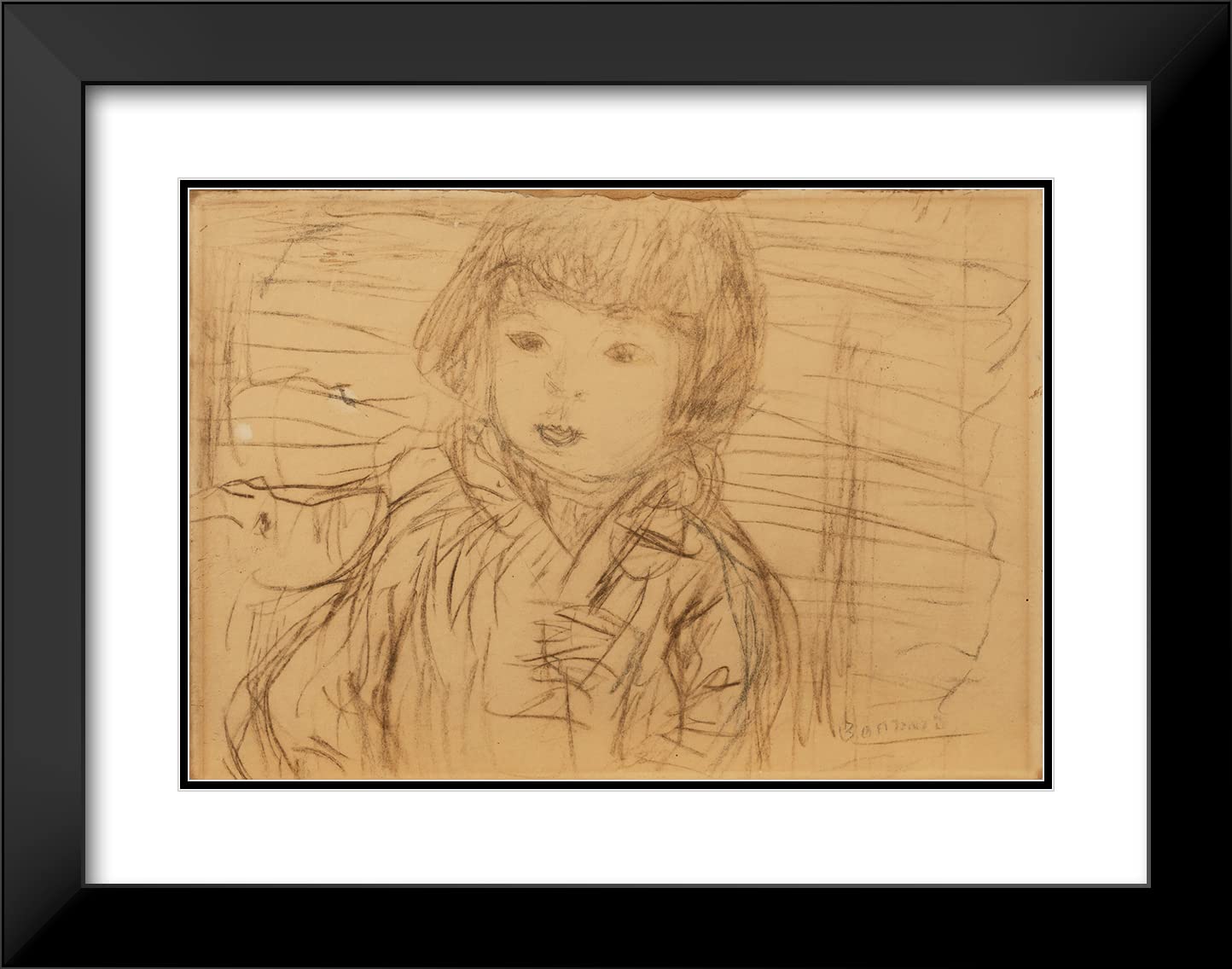Pierre Bonnard 24x18 Black Modern Framed Museum Art Print - Isabelle Lecomte Du Noodles Infant | Double Matted Wall Decor for Living Room, Bedroom & Office