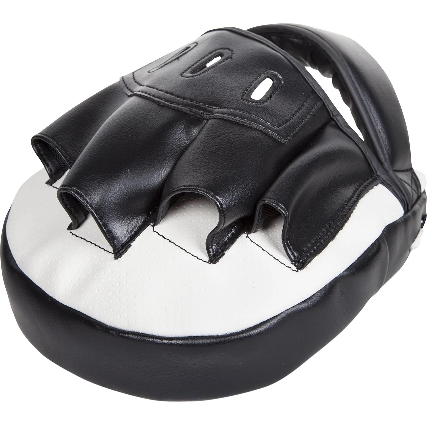 Venum Elite Thick Boxing Coaching Mitts - Premium Leather MMA Training Mitts for Kickboxing & Muay Thai (Pair, Black/White) - Perfect for Trainers & Fighters