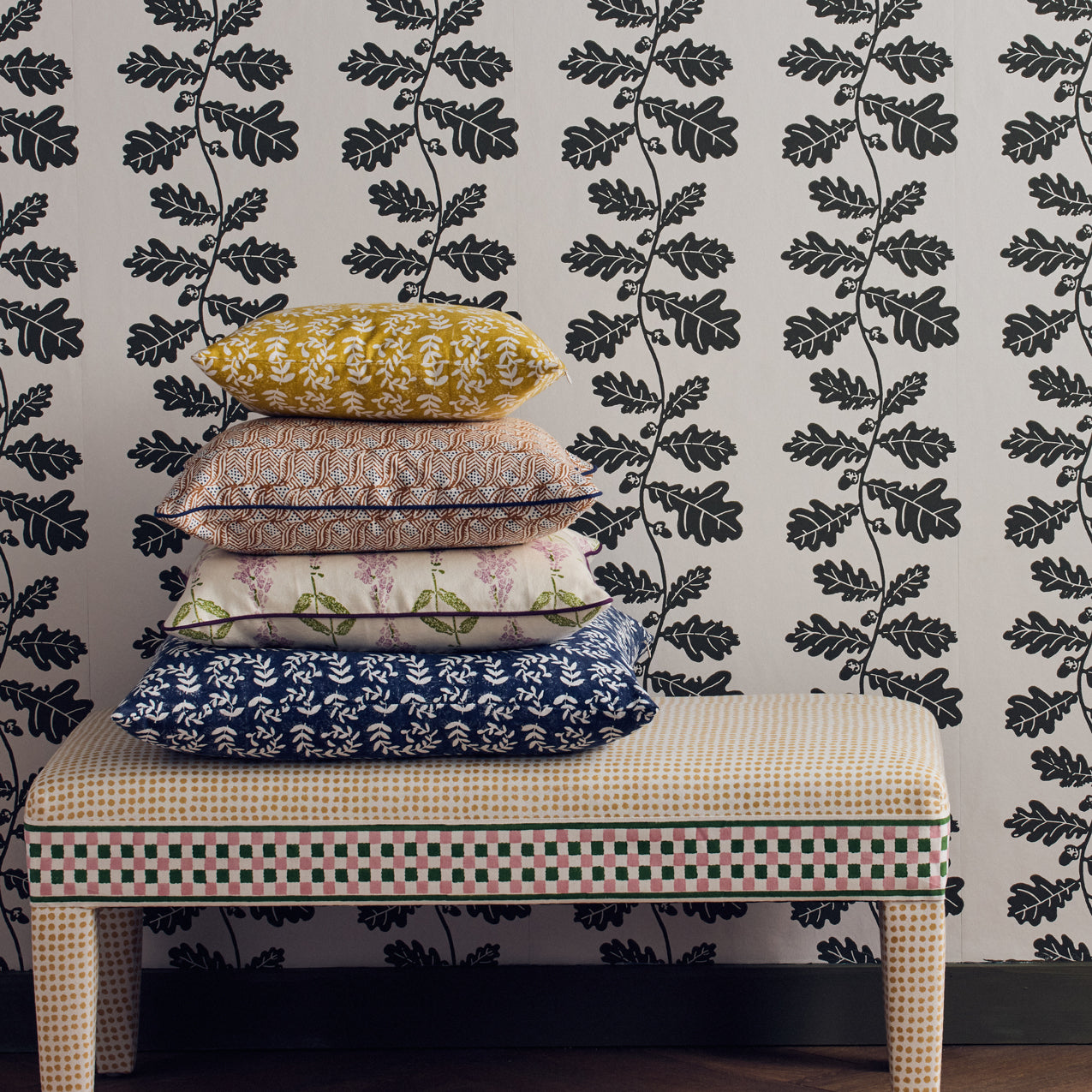Hand Block Printed Ashdown Cushion Cover - 100% Cotton Eco-Friendly Home Decor - Perfect for Sofa, Bed, Living Room & Nursery Decor