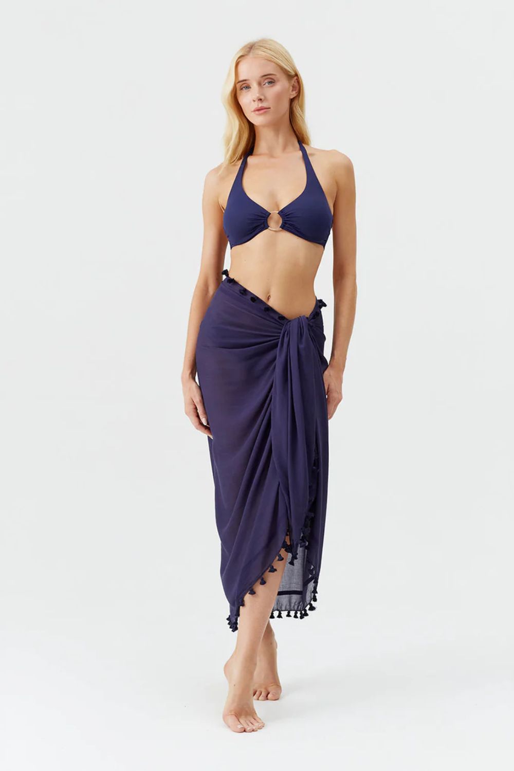 Stylish Pom Pom Trim Cotton Pareo - Soft & Lightweight Beach Cover Up for Women - Perfect for Pool, Beach, and Summer Vacations