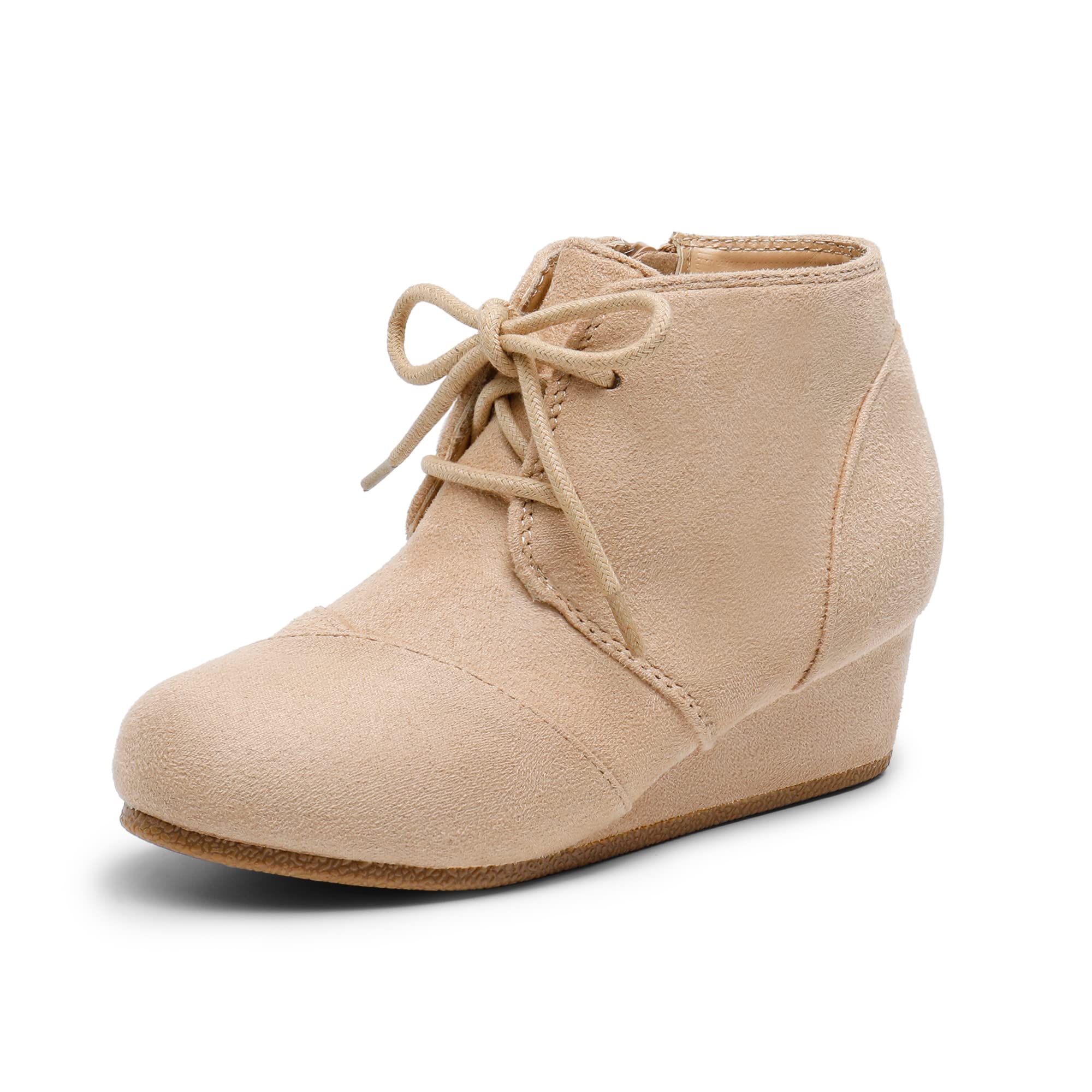 DREAM PAIRS Girls Low Wedge Heel Booties with Side Zipper - Ankle Boots for Toddler, Little Kid & Big Kid | Comfortable School Shoes, Casual Winter Boots for Girls