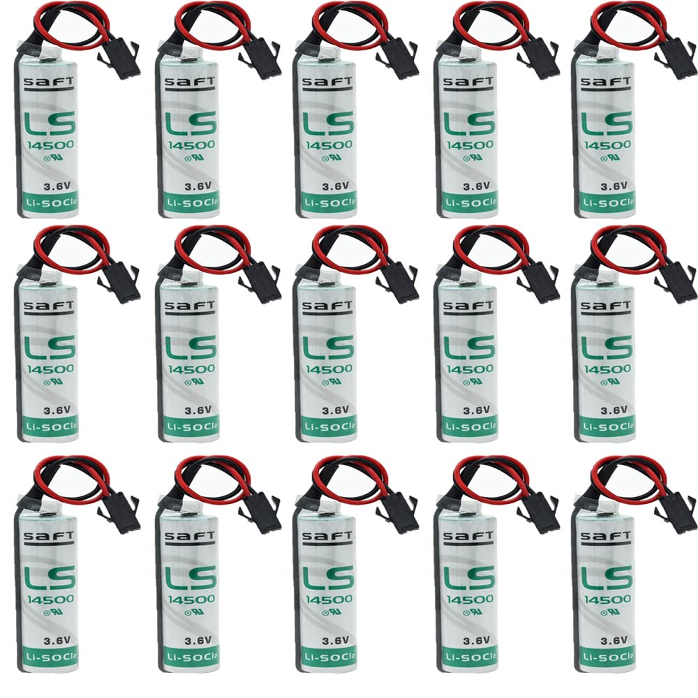 BALOLO (15-Pack) LS14500 3.6V 2600mAh AA Lithium Rechargeable Batteries with Plug - High Capacity PLC Spare Battery ER14505 for Medical Devices, Security Systems & Emergency Lighting
