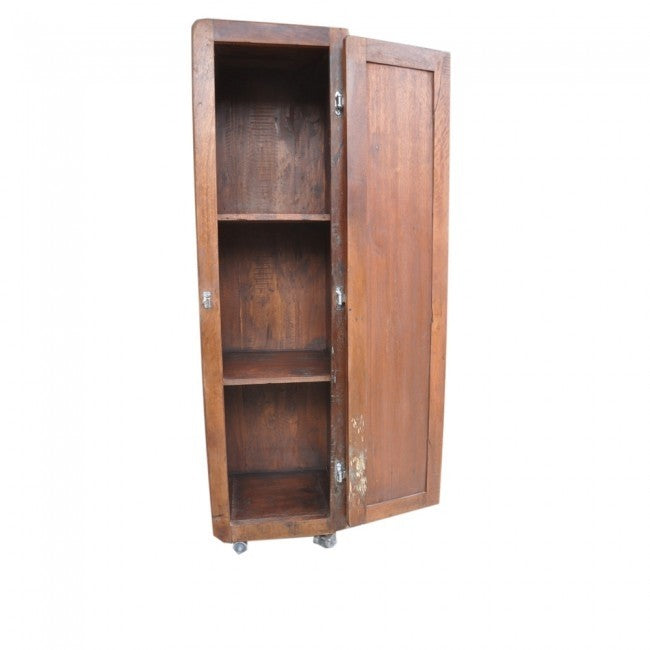 Solid Wood Tall Thin Cabinet with Fridge Doors - 1.65m Height, Wheels for Mobility, Honey Finish | Perfect for Kitchen Storage, Pantry Organization & Home Decor