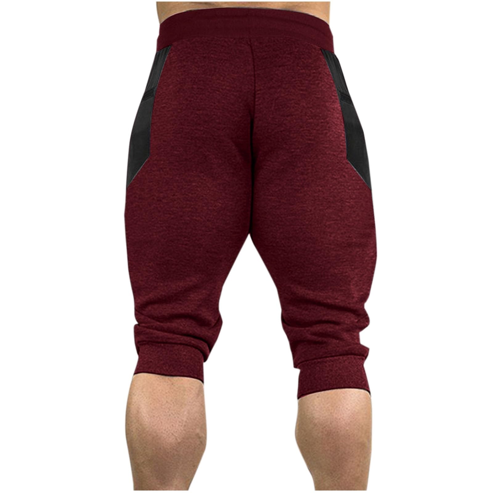 **Men's High Waist 3/4 Joggers Capri Pants - Drawstring Casual Below Knee Workout Shorts for Running, Gym & Training | Lightweight & Breathable for Sports & Lounge Wear**