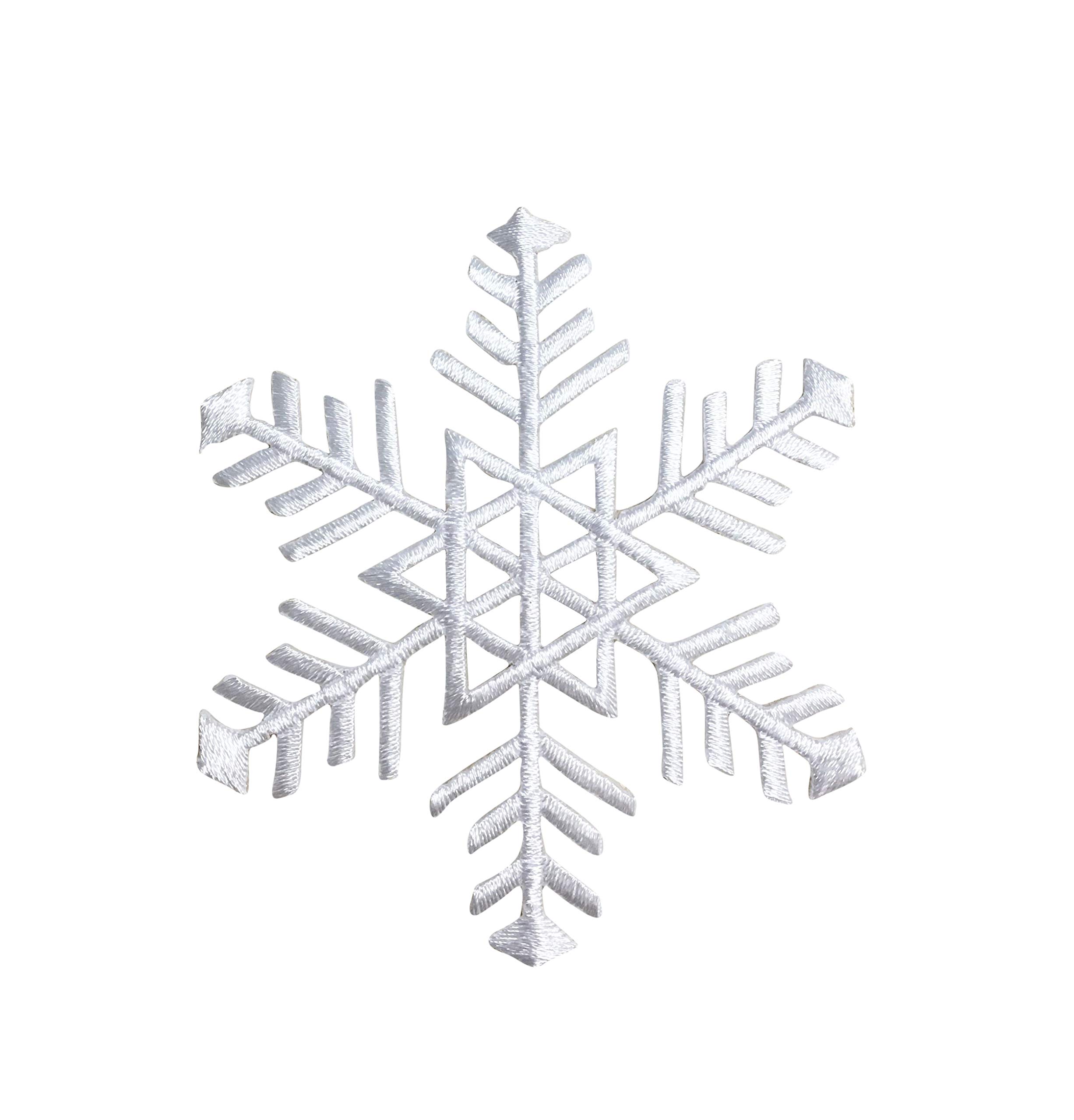 White Snowflake Embroidered Iron-On Patch for Jackets, Hats & Bags - DIY Clothing Decoration & Winter Fashion Accessory