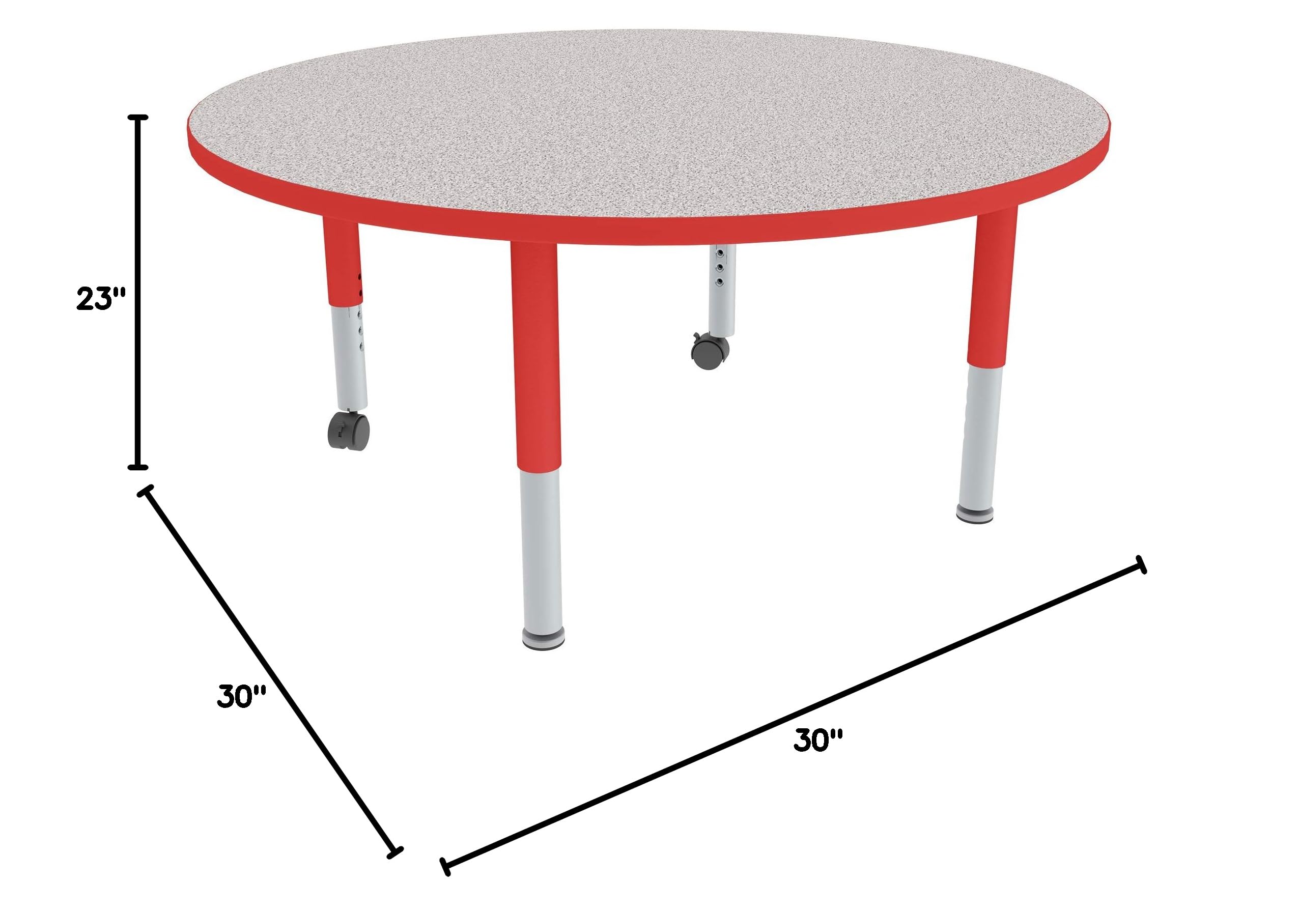 Adjustable Height Mobile Classroom Activity Table for Preschool - Round Kids Table with Casters, 30