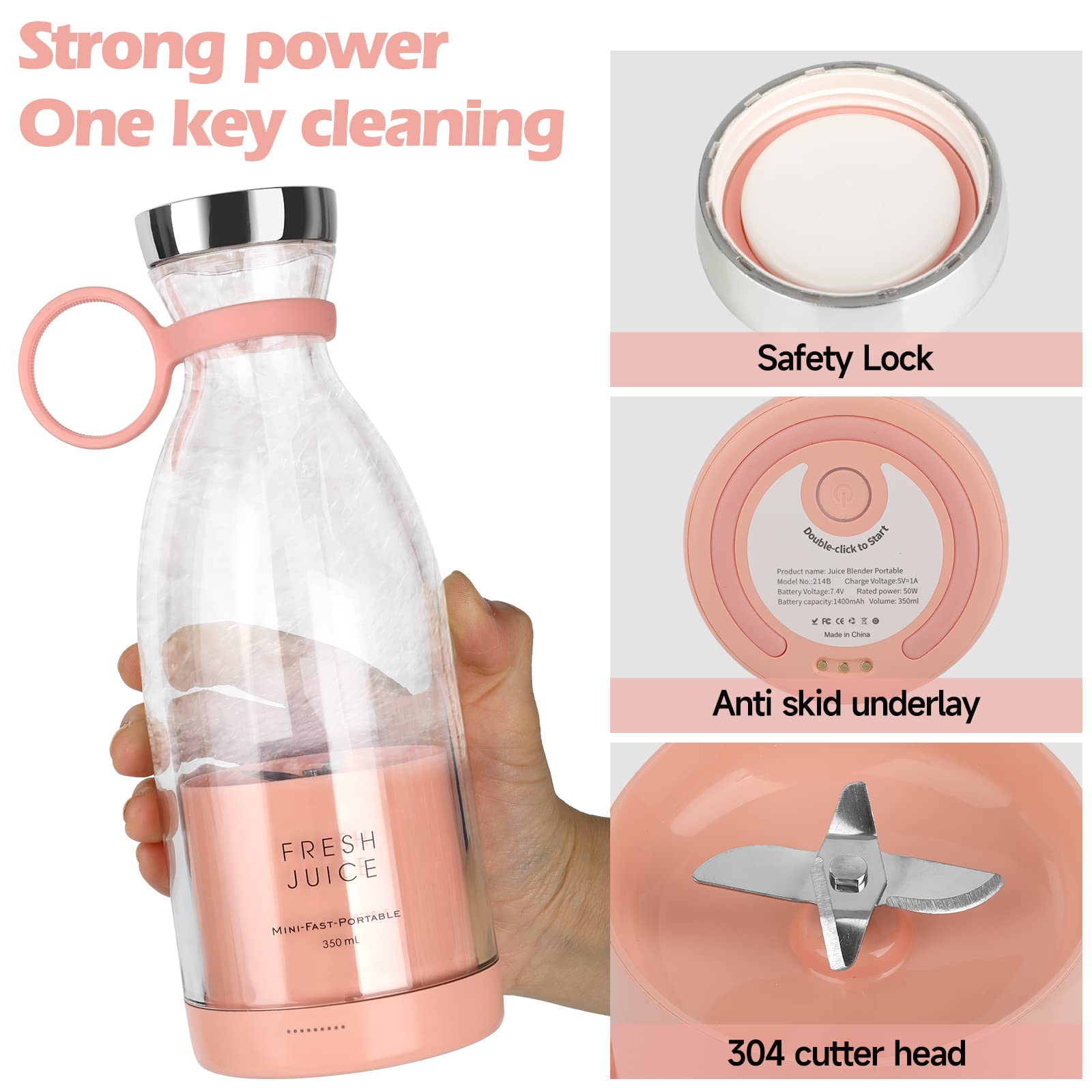 Portable USB Rechargeable Mini Blender - Personal Handheld Smoothie Maker for Shakes, Juices & Protein Drinks - Perfect for Travel, Gym, Office & Home Use